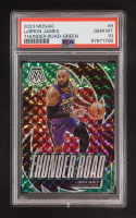 LeBron James 2023-24 Panini Mosaic Thunder Road Mosaic Green #9 (PSA 10) at PristineAuction.com