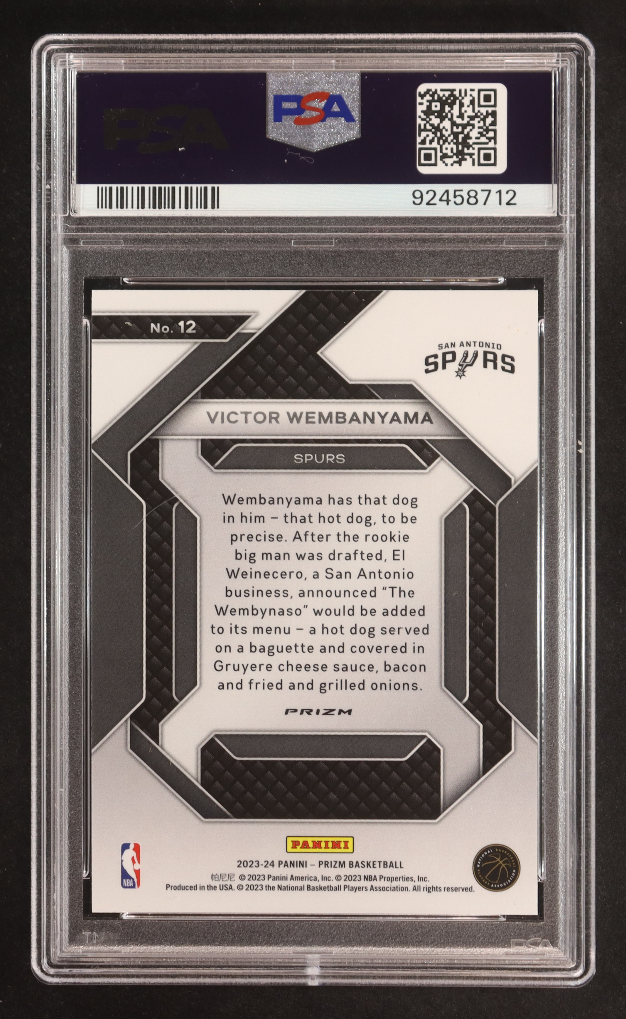 Victor Wembanyama 2023-24 Panini Prizm Emergent Prizms Silver #12 RC (PSA 10) at PristineAuction.com Victor Wembanyama 2023-24 Panini Prizm Emergent Prizms Silver #12 RC (PSA 10) at PristineAuction.com