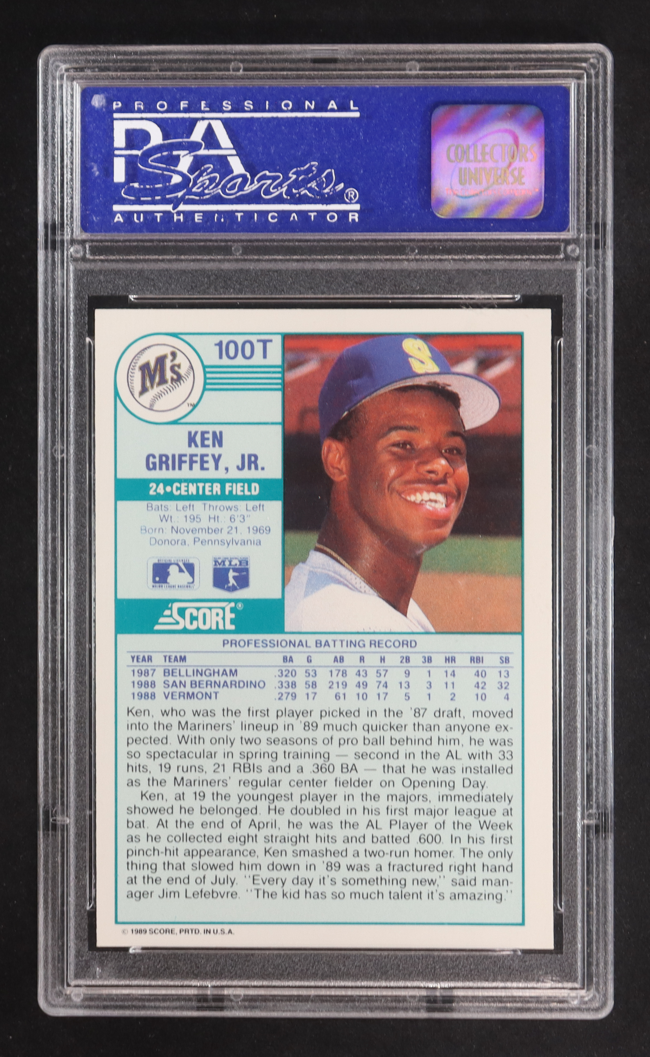 Ken Griffey Jr. 1989 Score/Traded #100T RC (PSA 9) at PristineAuction.com Ken Griffey Jr. 1989 Score/Traded #100T RC (PSA 9) at PristineAuction.com