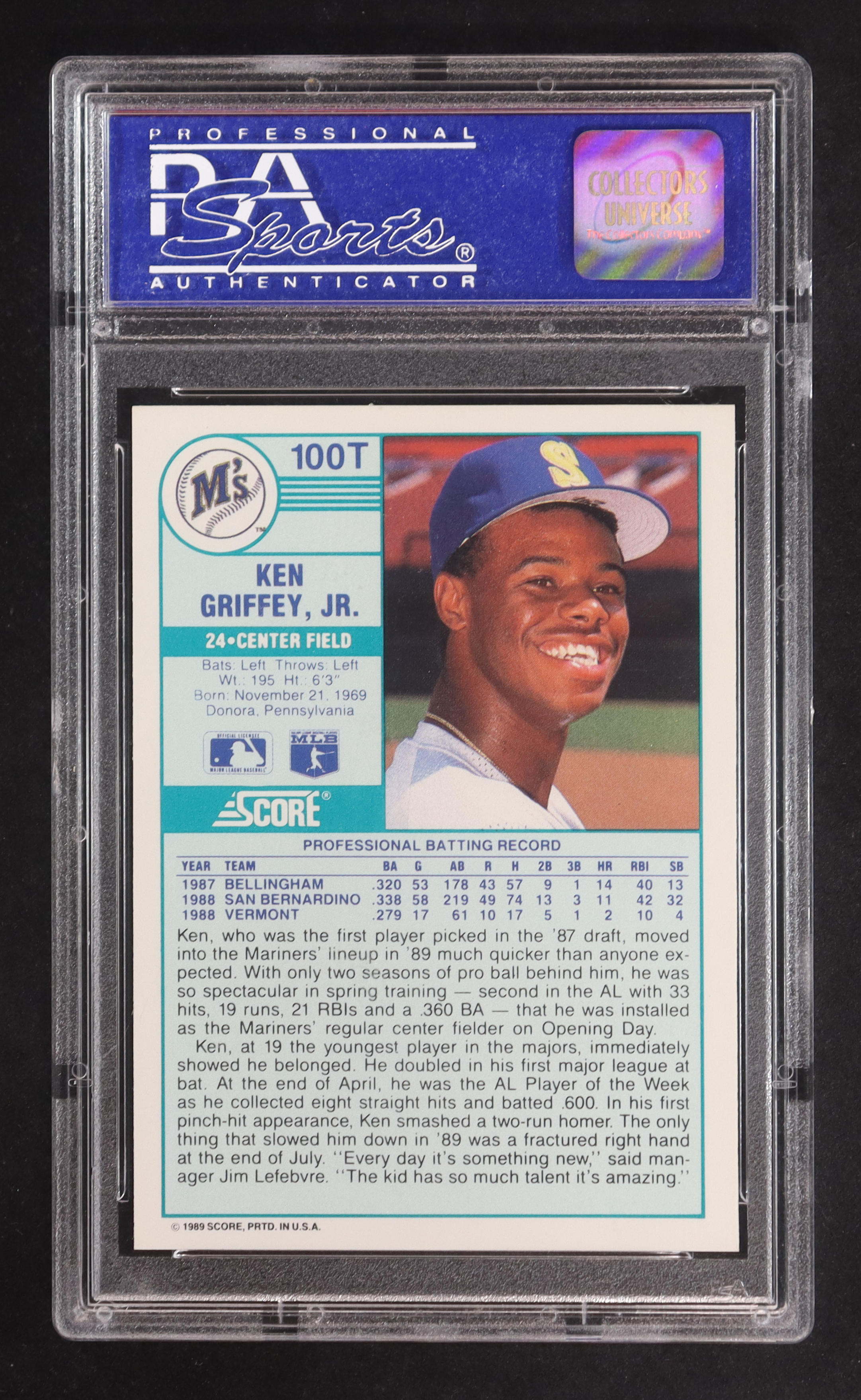 Ken Griffey Jr. 1989 Score/Traded #100T RC (PSA 9) at PristineAuction.com Ken Griffey Jr. 1989 Score/Traded #100T RC (PSA 9) at PristineAuction.com