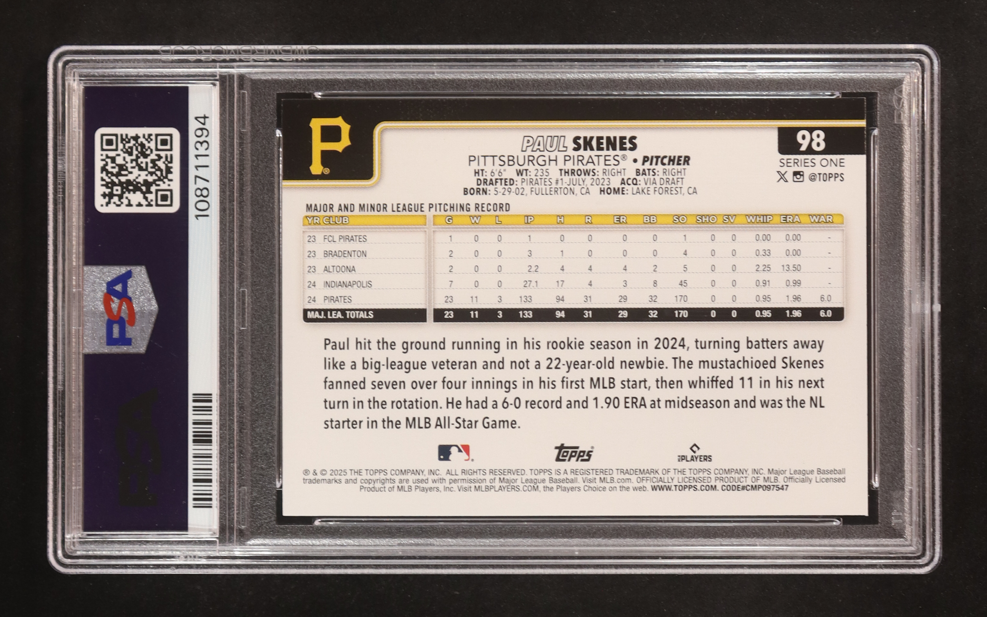 Paul Skenes 2025 Topps Diamante Foil #98 (PSA 9) at PristineAuction.com Paul Skenes 2025 Topps Diamante Foil #98 (PSA 9) at PristineAuction.com