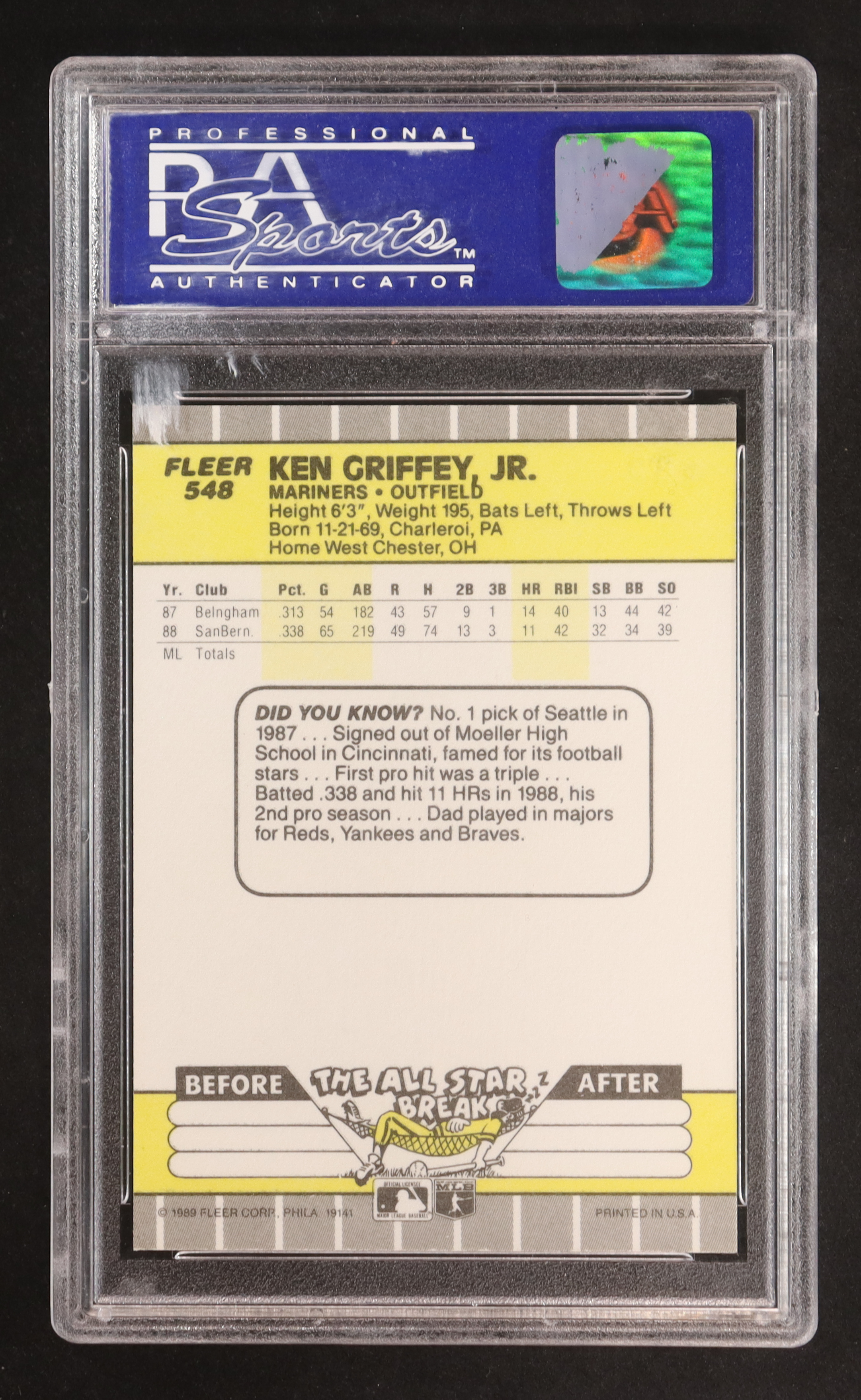 Ken Griffey Jr. 1989 Fleer #548 RC (PSA 9) at PristineAuction.com Ken Griffey Jr. 1989 Fleer #548 RC (PSA 9) at PristineAuction.com