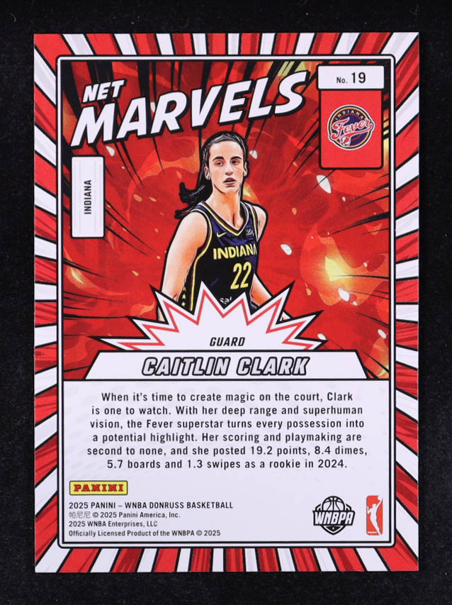 Caitlin Clark 2025 Donruss WNBA Net Marvels Press Proof #19 at PristineAuction.com Caitlin Clark 2025 Donruss WNBA Net Marvels Press Proof #19 at PristineAuction.com