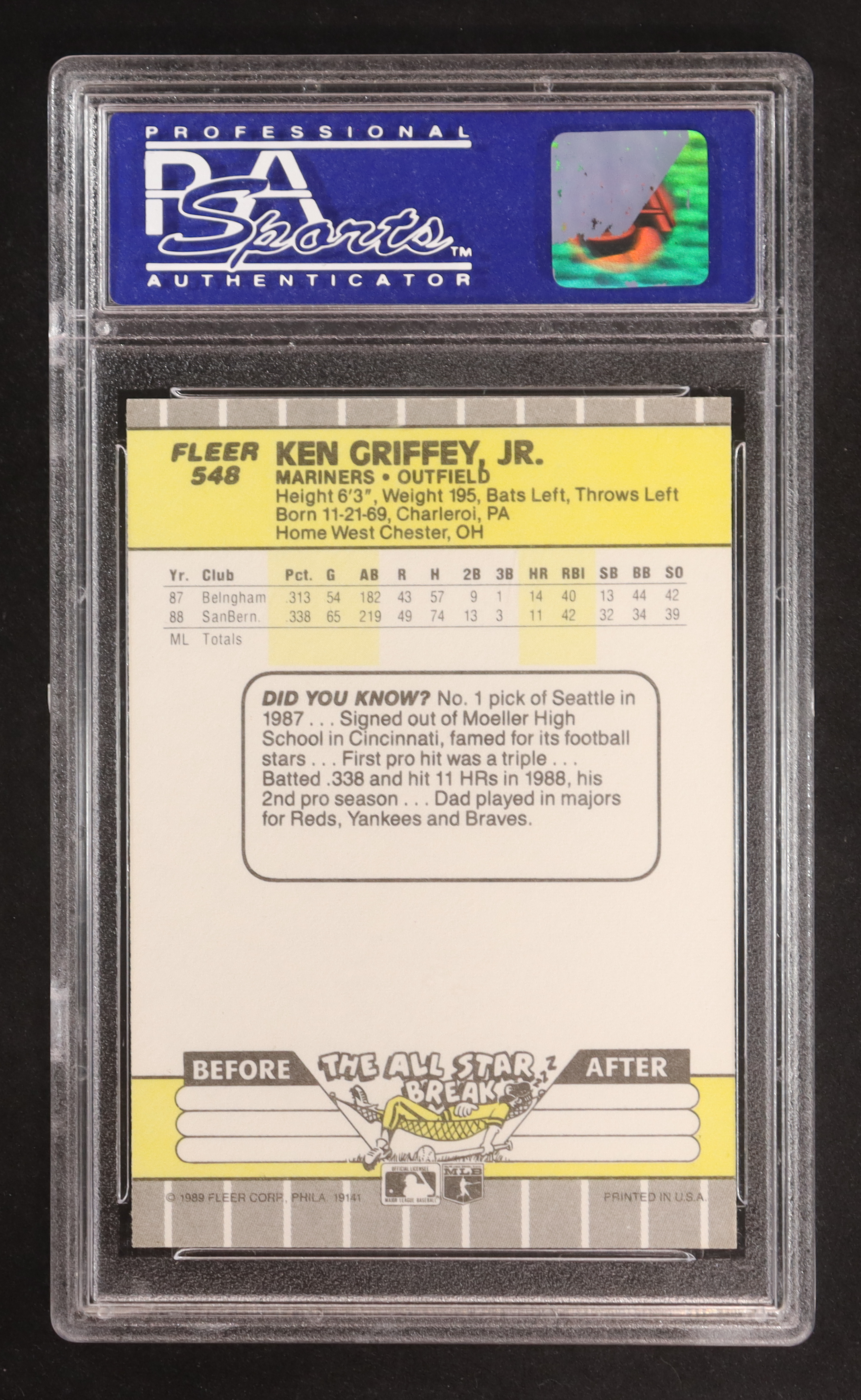 Ken Griffey Jr. 1989 Fleer #548 RC (PSA 9) at PristineAuction.com Ken Griffey Jr. 1989 Fleer #548 RC (PSA 9) at PristineAuction.com