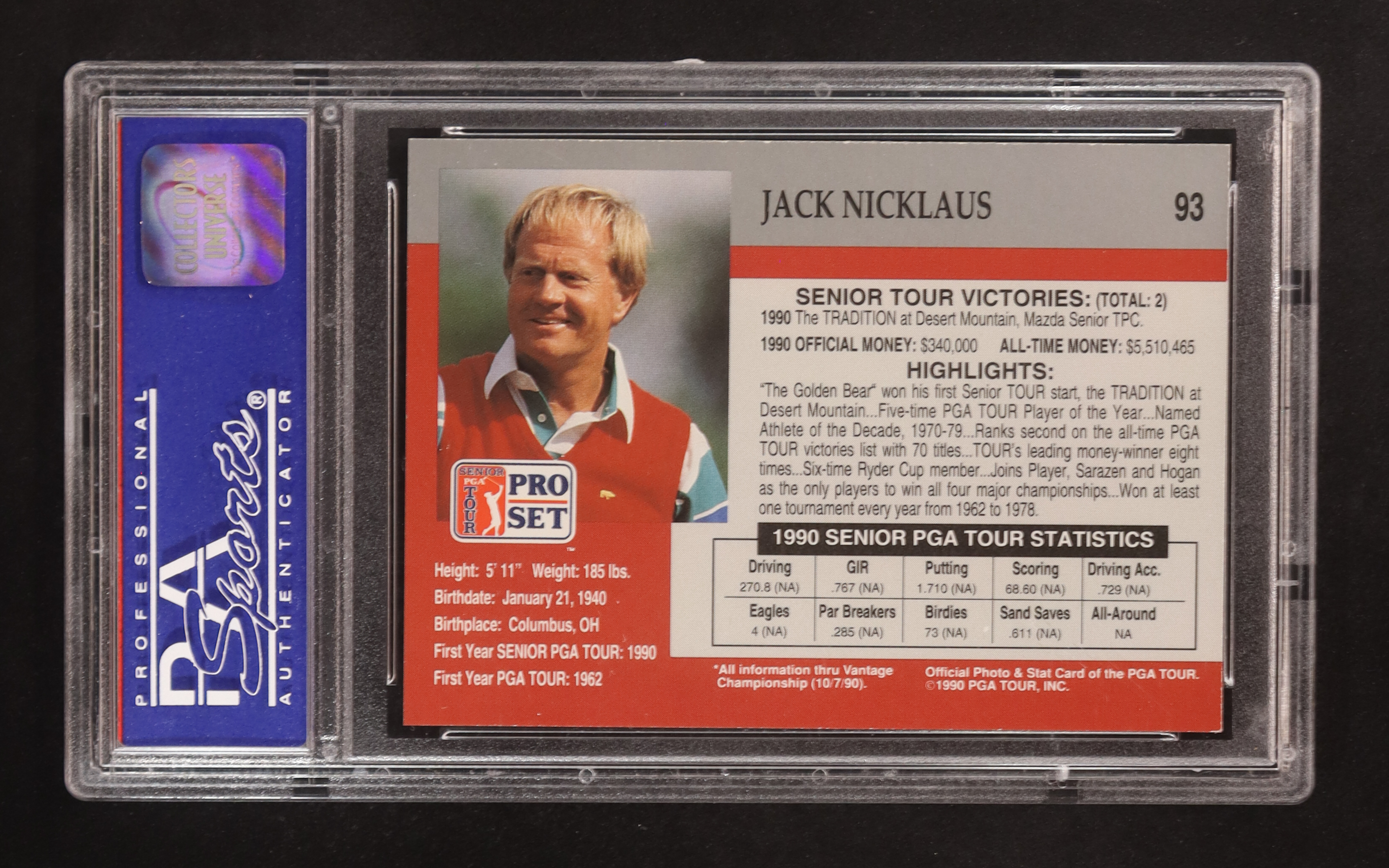 Jack Nicklaus 1990 Pro Set #93 (PSA 9) at PristineAuction.com Jack Nicklaus 1990 Pro Set #93 (PSA 9) at PristineAuction.com