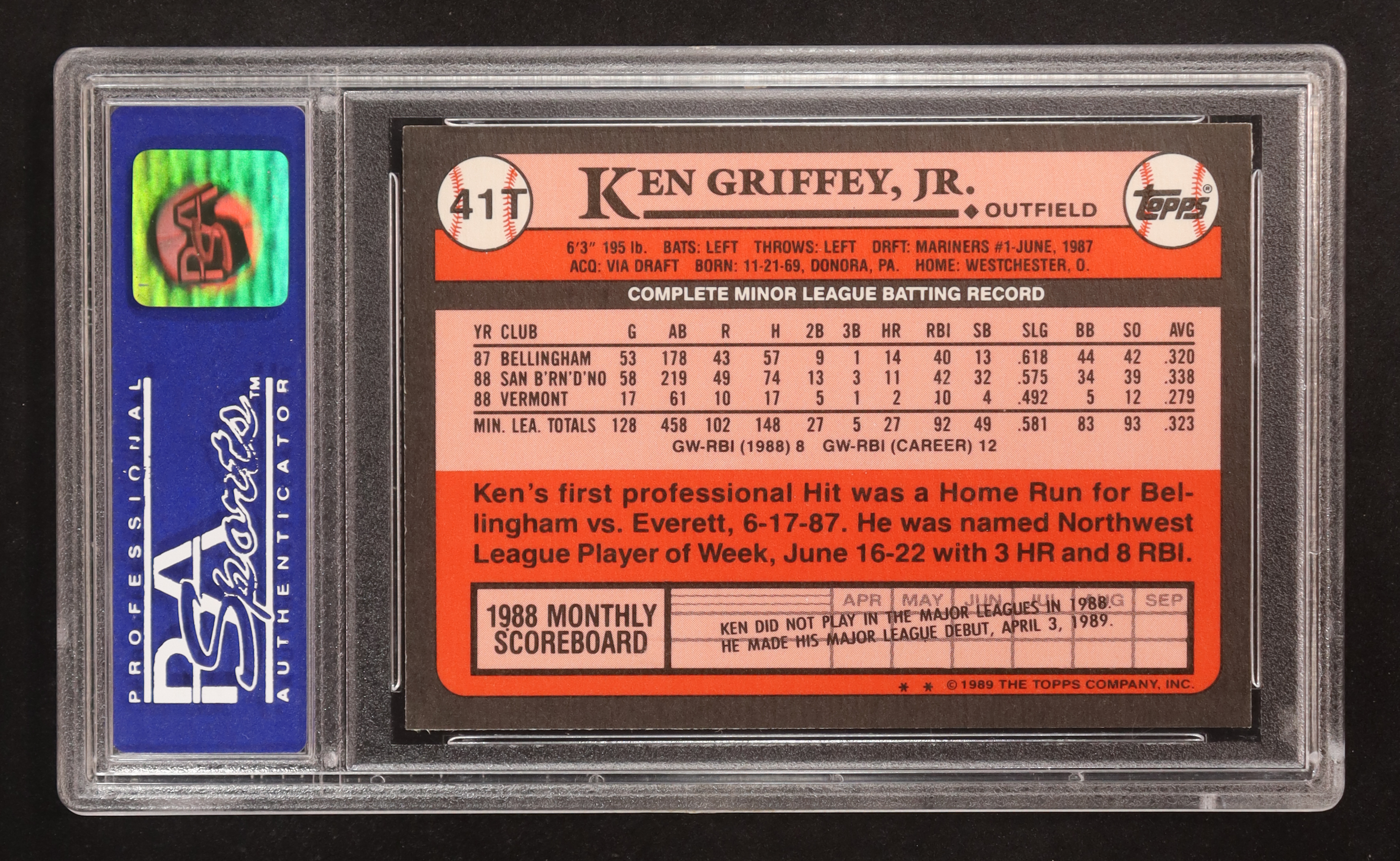 Ken Griffey Jr. 1989 Topps Traded #41T RC (PSA 9) at PristineAuction.com Ken Griffey Jr. 1989 Topps Traded #41T RC (PSA 9) at PristineAuction.com