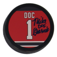 Mike Emrick Signed Devils Logo Hockey Puck (JSA) at PristineAuction.com