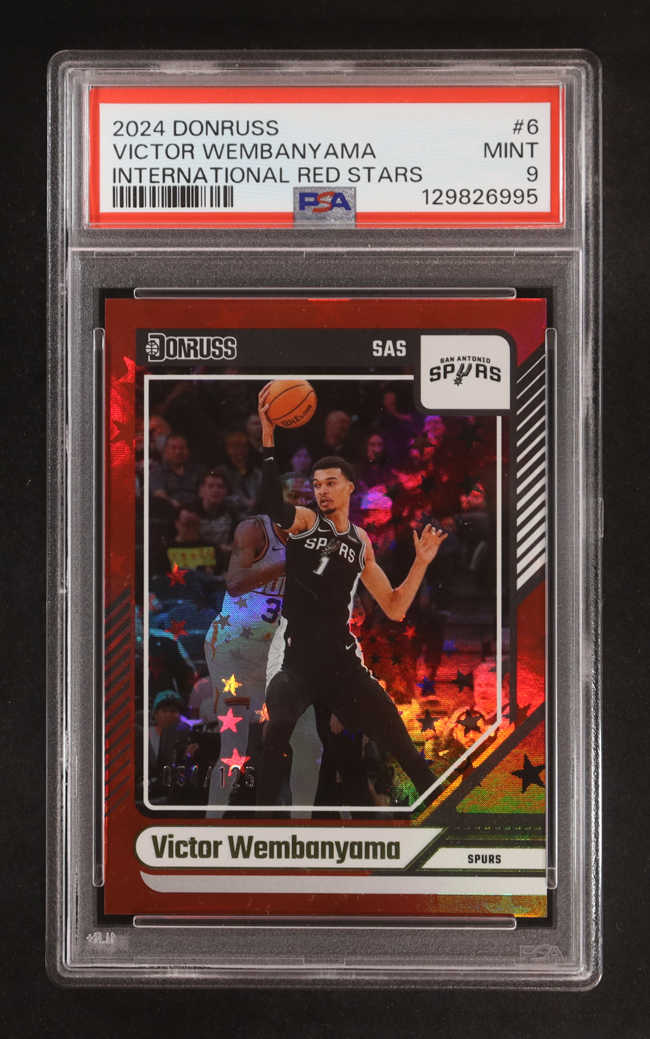 Victor Wembanyama 2024-25 Donruss International Red Stars #6 #054/125 (PSA 9) at PristineAuction.com Victor Wembanyama 2024-25 Donruss International Red Stars #6 #054/125 (PSA 9) at PristineAuction.com