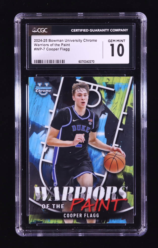 Cooper Flagg 2024-25 Bowman Chrome University Warriors of the Paint #WP7 RC (CGC 10) at PristineAuction.com Cooper Flagg 2024-25 Bowman Chrome University Warriors of the Paint #WP7 RC (CGC 10) at PristineAuction.com