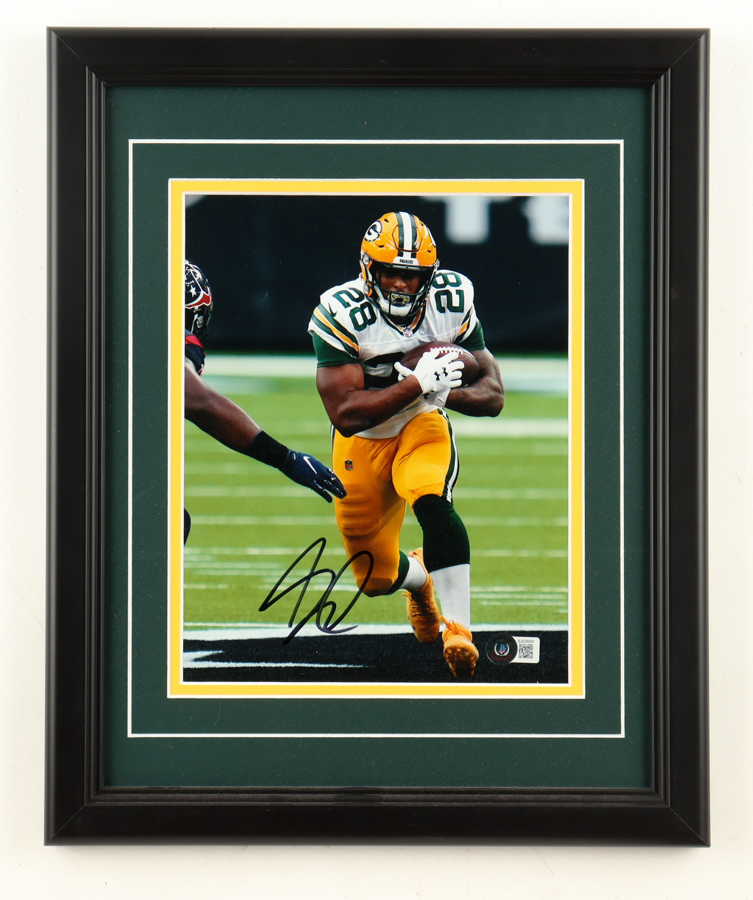 A. J. Dillon Signed Packers Custom Framed Photo Display (Beckett) at PristineAuction.com A. J. Dillon Signed Packers Custom Framed Photo Display (Beckett) at PristineAuction.com