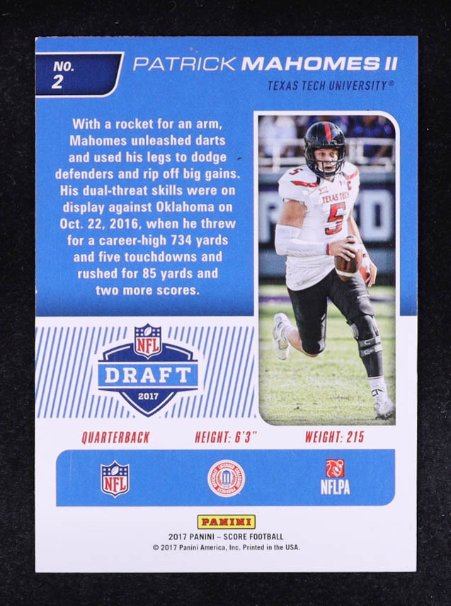 Patrick Mahomes II 2017 Score NFL Draft #2 RC at PristineAuction.com Patrick Mahomes II 2017 Score NFL Draft #2 RC at PristineAuction.com