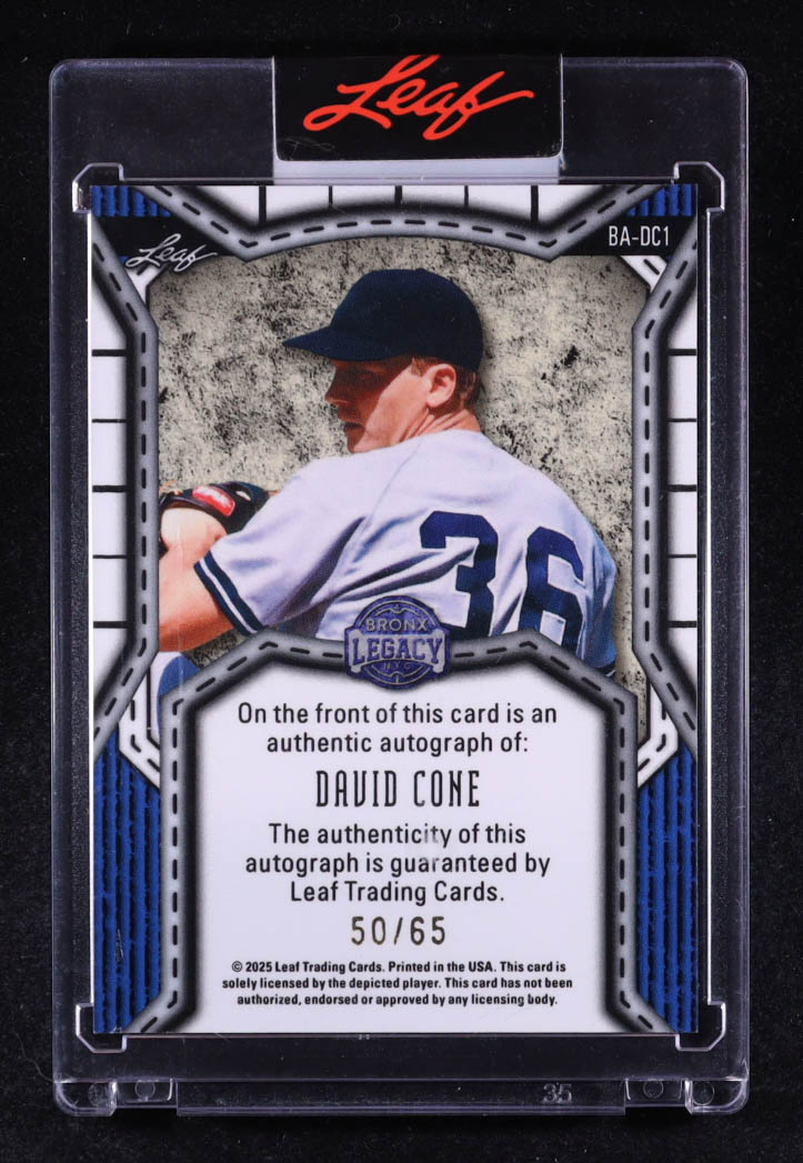 David Cone 2025 Leaf A Bronx Legacy Metal Autographs Prismatic Silver #BADC1 #50/65 at PristineAuction.com David Cone 2025 Leaf A Bronx Legacy Metal Autographs Prismatic Silver #BADC1 #50/65 at PristineAuction.com