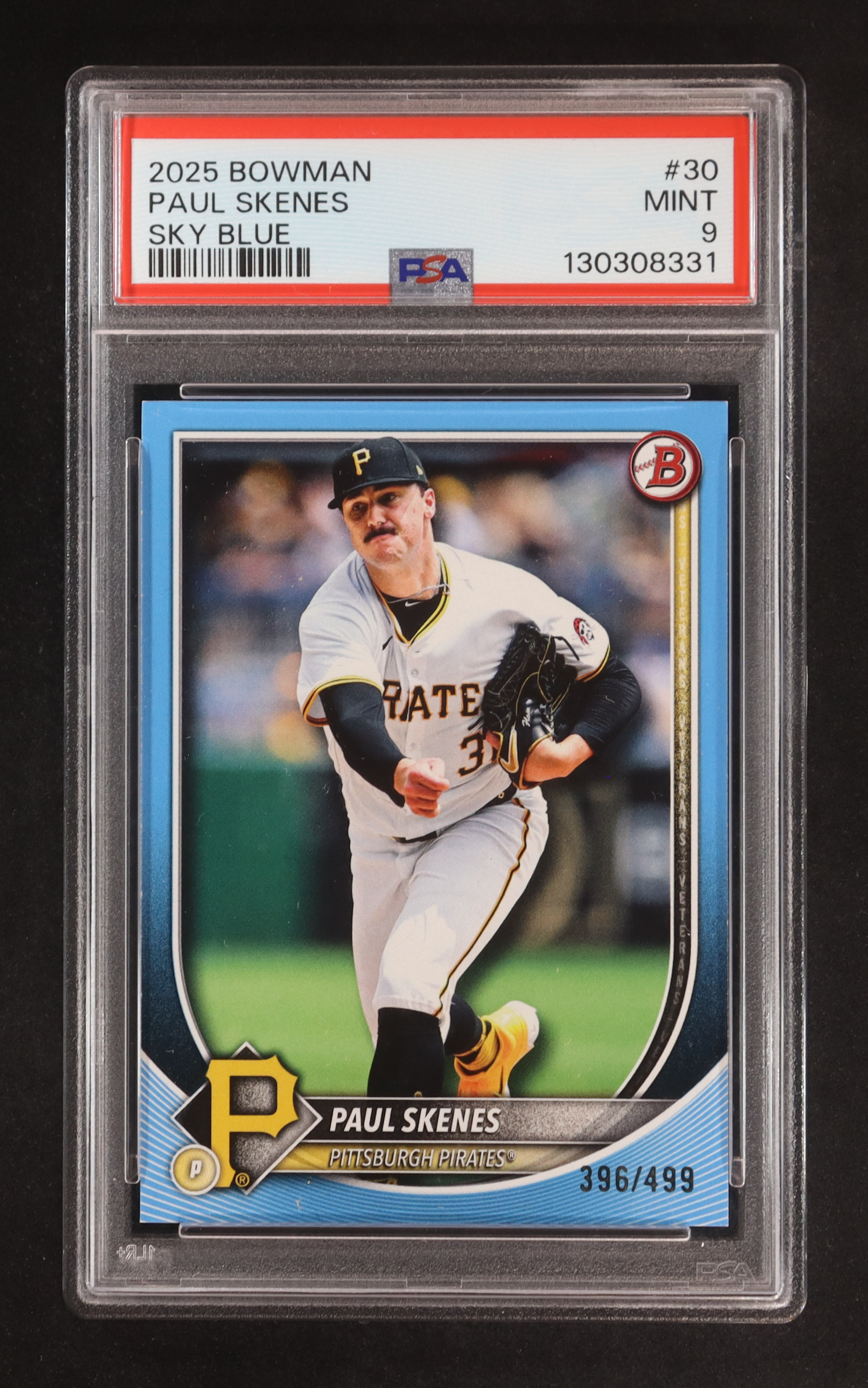 Paul Skenes 2025 Bowman Sky Blue #30 #396/499 (PSA 9) at PristineAuction.com Paul Skenes 2025 Bowman Sky Blue #30 #396/499 (PSA 9) at PristineAuction.com