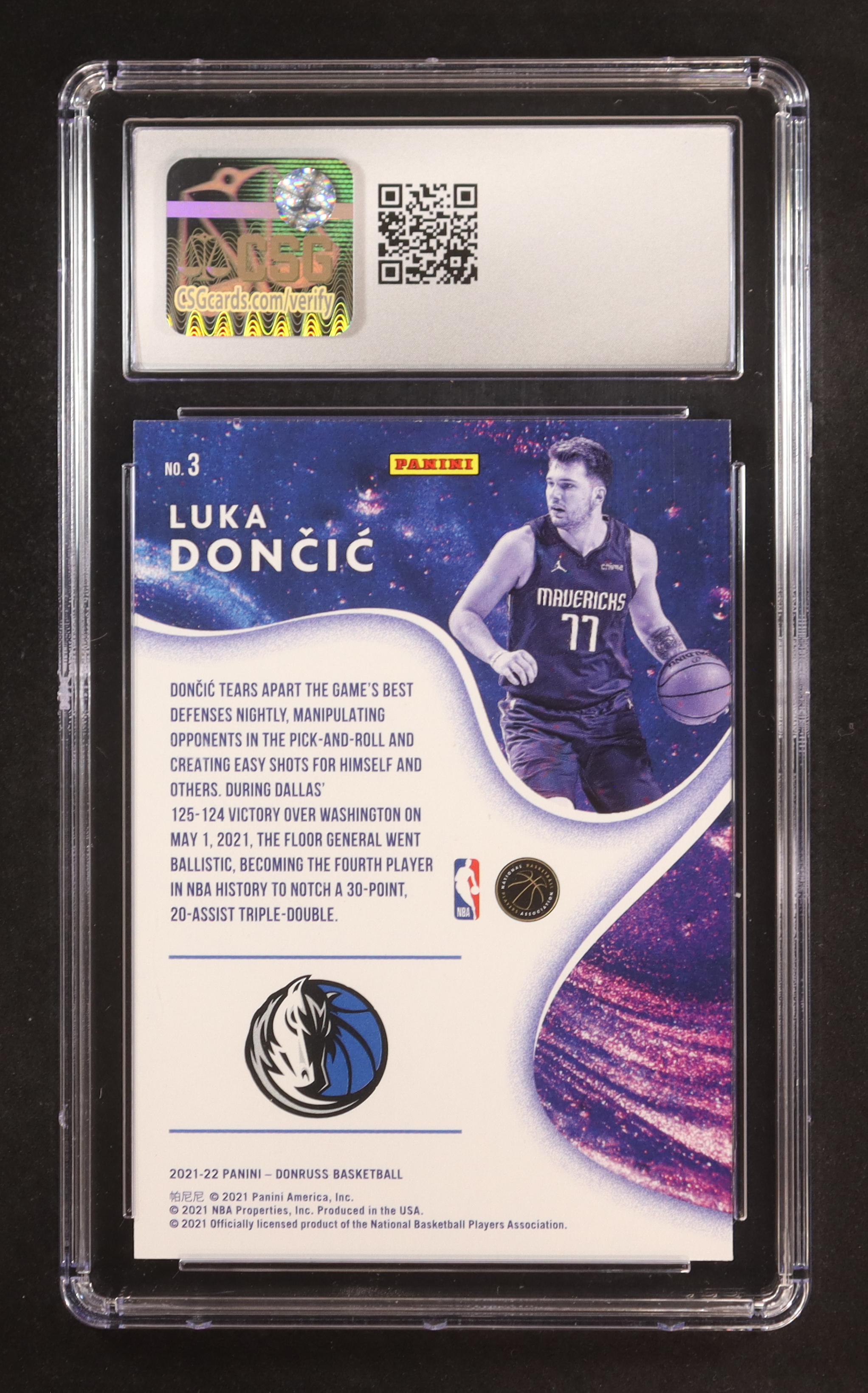 Luka Doncic 2021-22 Donruss Complete Players Holo Teal Laser #3 (CSG 10) at PristineAuction.com Luka Doncic 2021-22 Donruss Complete Players Holo Teal Laser #3 (CSG 10) at PristineAuction.com