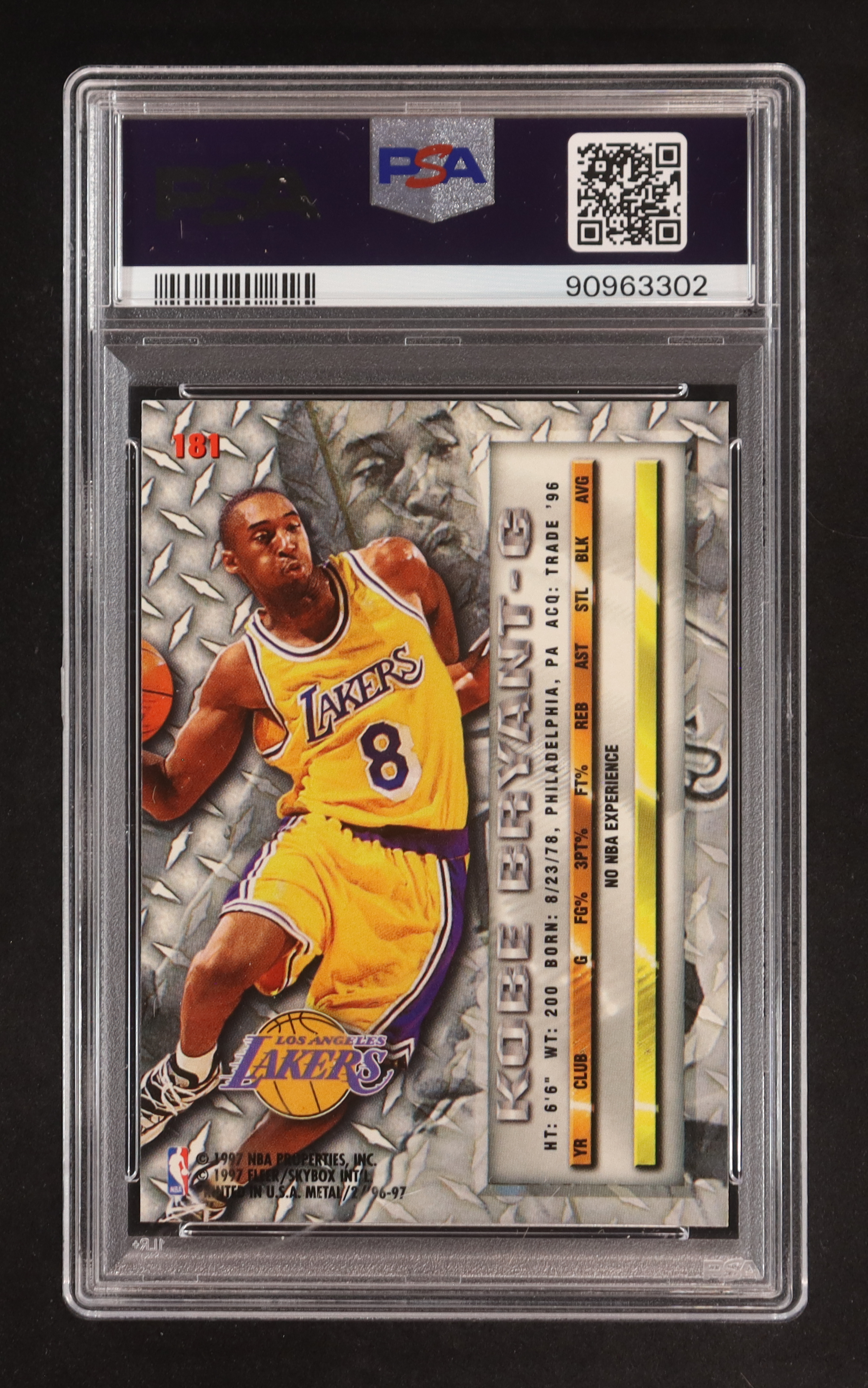 Kobe Bryant 1996-97 Metal #181 RC (PSA 9) at PristineAuction.com Kobe Bryant 1996-97 Metal #181 RC (PSA 9) at PristineAuction.com