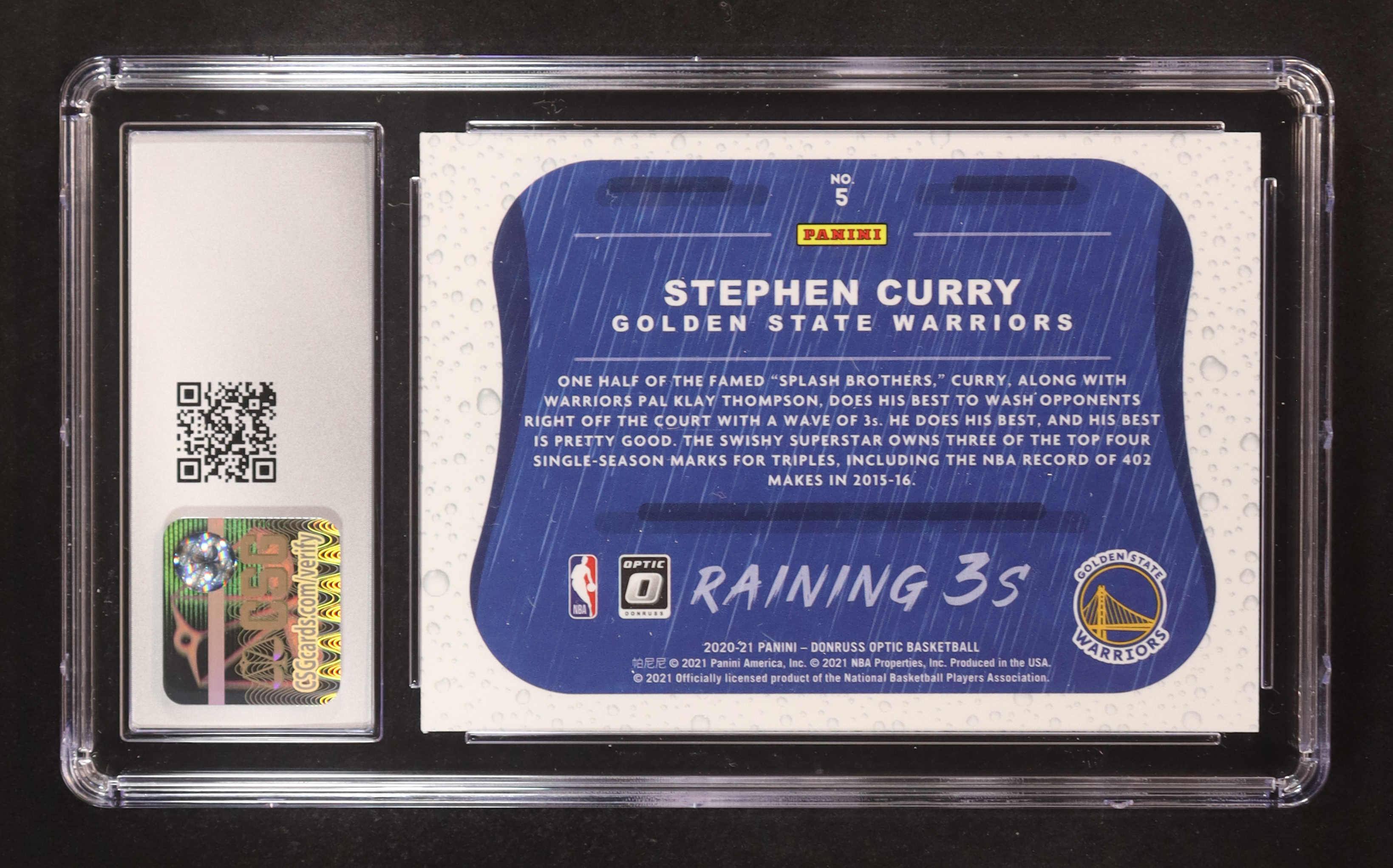 Stephen Curry 2020-21 Donruss Optic Raining 3s #5 (CSG 10) at PristineAuction.com Stephen Curry 2020-21 Donruss Optic Raining 3s #5 (CSG 10) at PristineAuction.com
