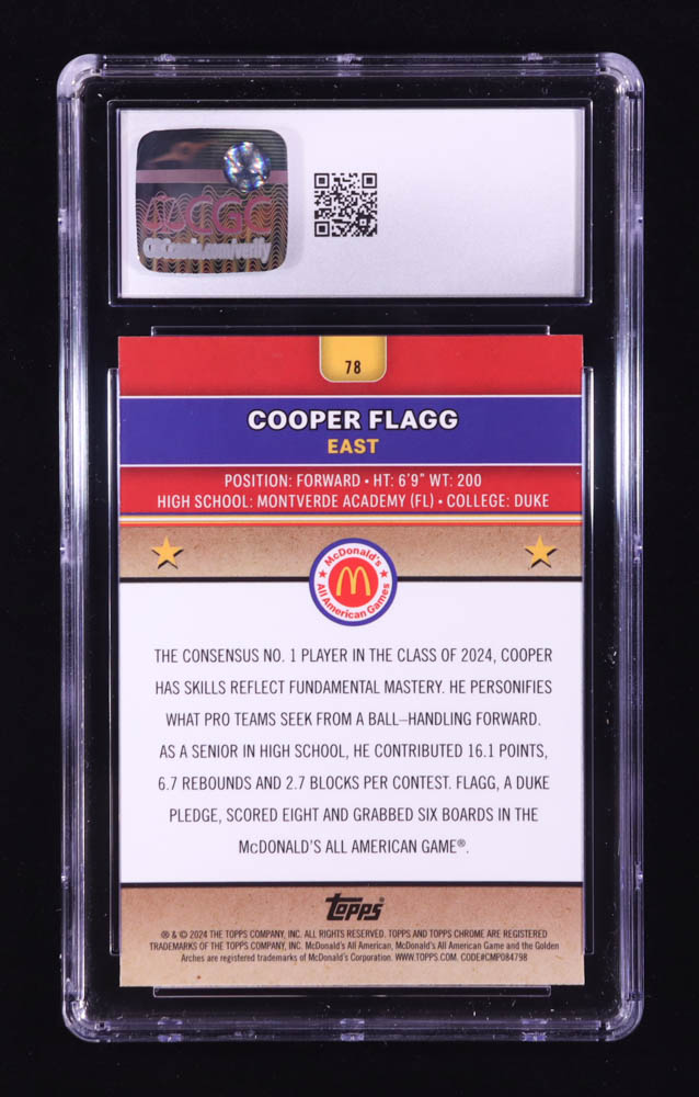 Cooper Flagg 2024 Topps Chrome McDonald's All American #78 RC (CGC 10) at PristineAuction.com Cooper Flagg 2024 Topps Chrome McDonald's All American #78 RC (CGC 10) at PristineAuction.com