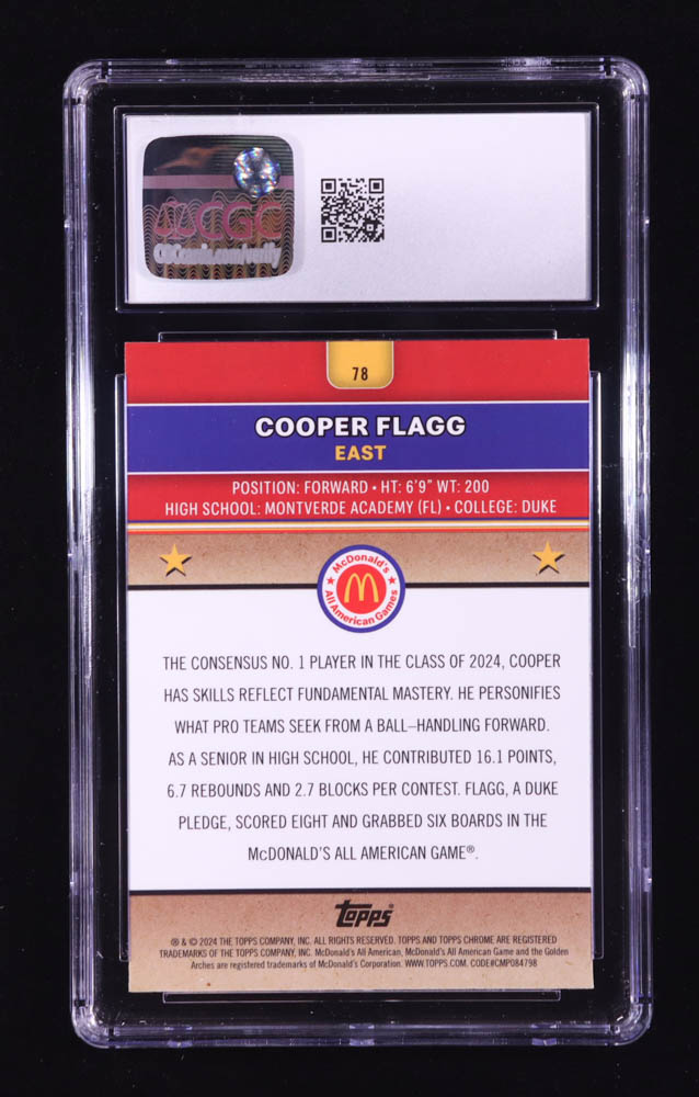 Cooper Flagg 2024 Topps Chrome McDonald's All American #78 RC (CGC 10) at PristineAuction.com Cooper Flagg 2024 Topps Chrome McDonald's All American #78 RC (CGC 10) at PristineAuction.com