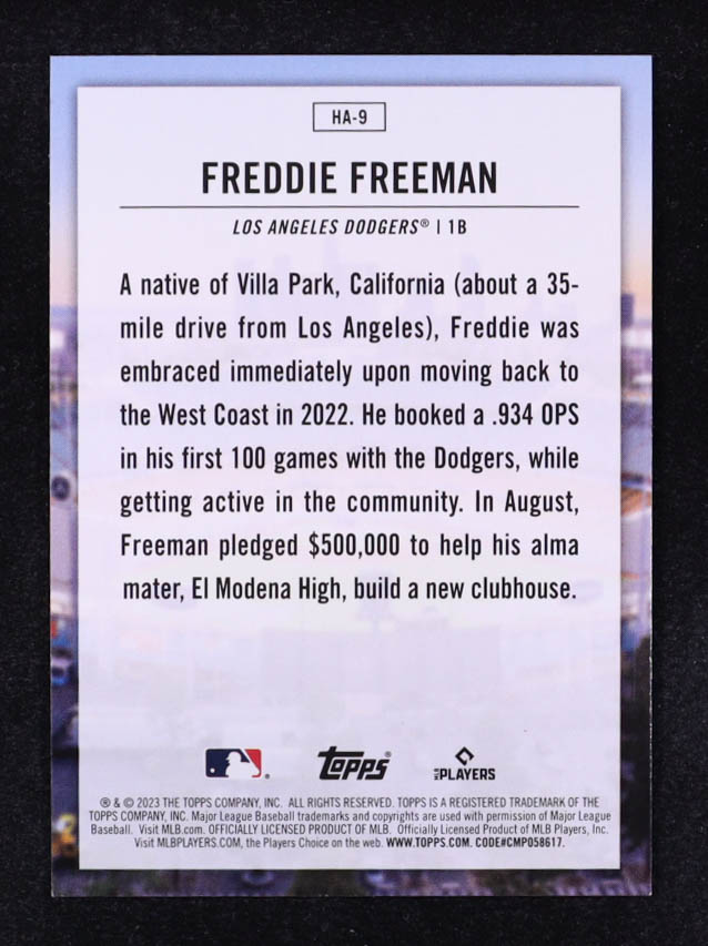 Freddie Freeman 2023 Topps Home Field Advantage #HA9 at PristineAuction.com Freddie Freeman 2023 Topps Home Field Advantage #HA9 at PristineAuction.com
