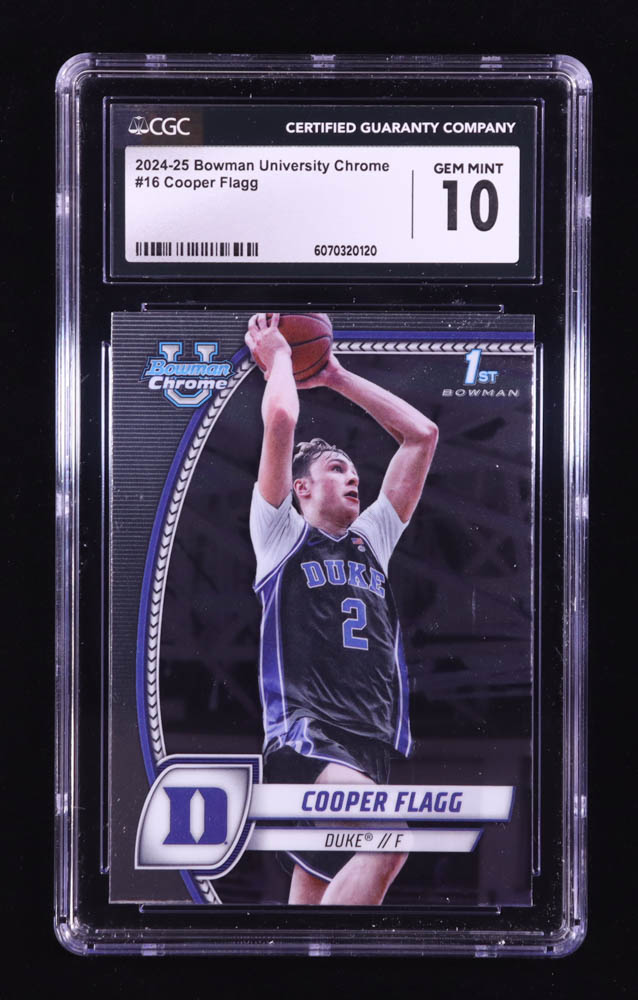 Cooper Flagg 2024-25 Bowman Chrome University #16 RC (CGC 10) at PristineAuction.com Cooper Flagg 2024-25 Bowman Chrome University #16 RC (CGC 10) at PristineAuction.com