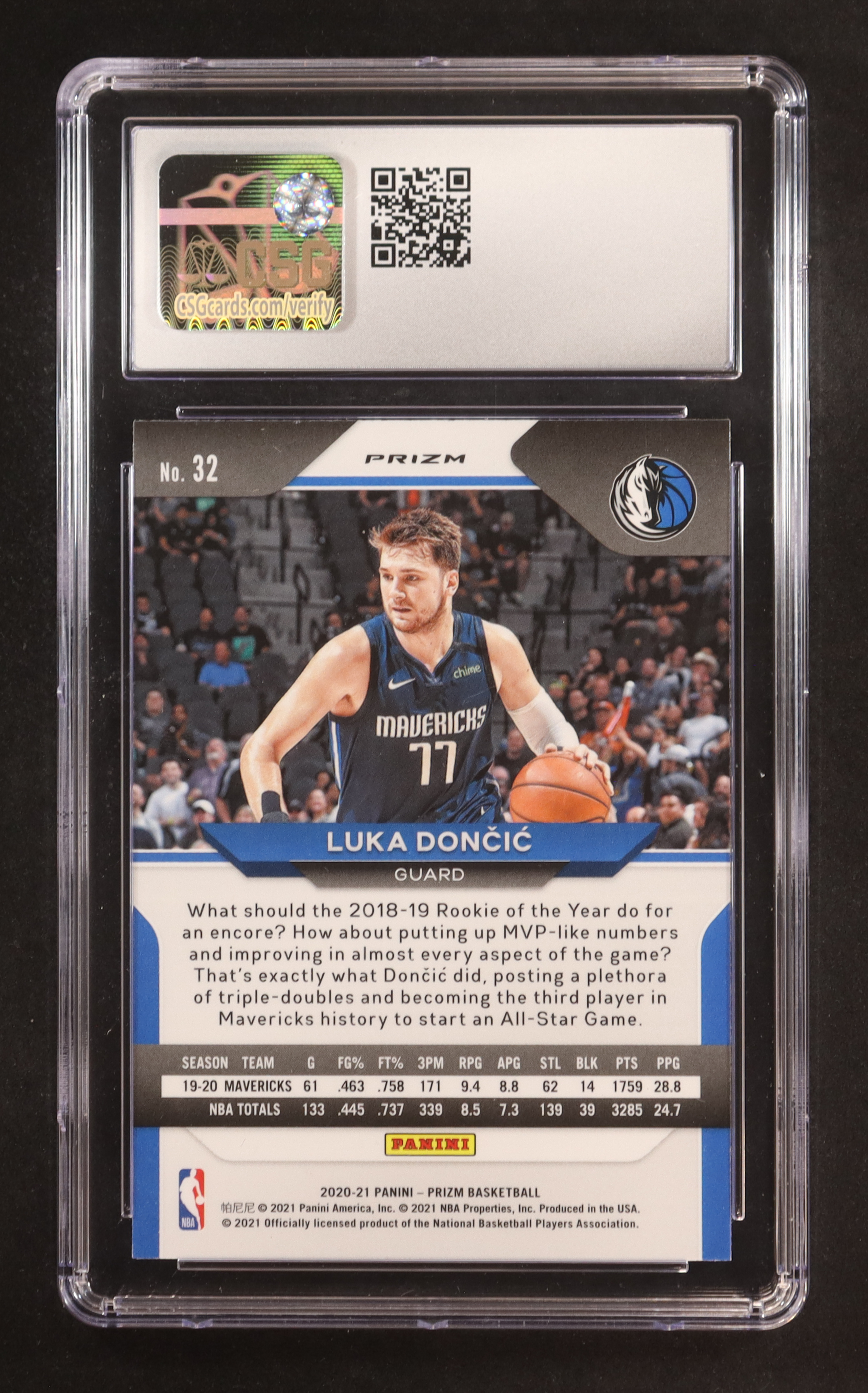 Luka Doncic 2020-21 Panini Prizm Prizms Ruby Wave #32 (CSG 10) at PristineAuction.com Luka Doncic 2020-21 Panini Prizm Prizms Ruby Wave #32 (CSG 10) at PristineAuction.com