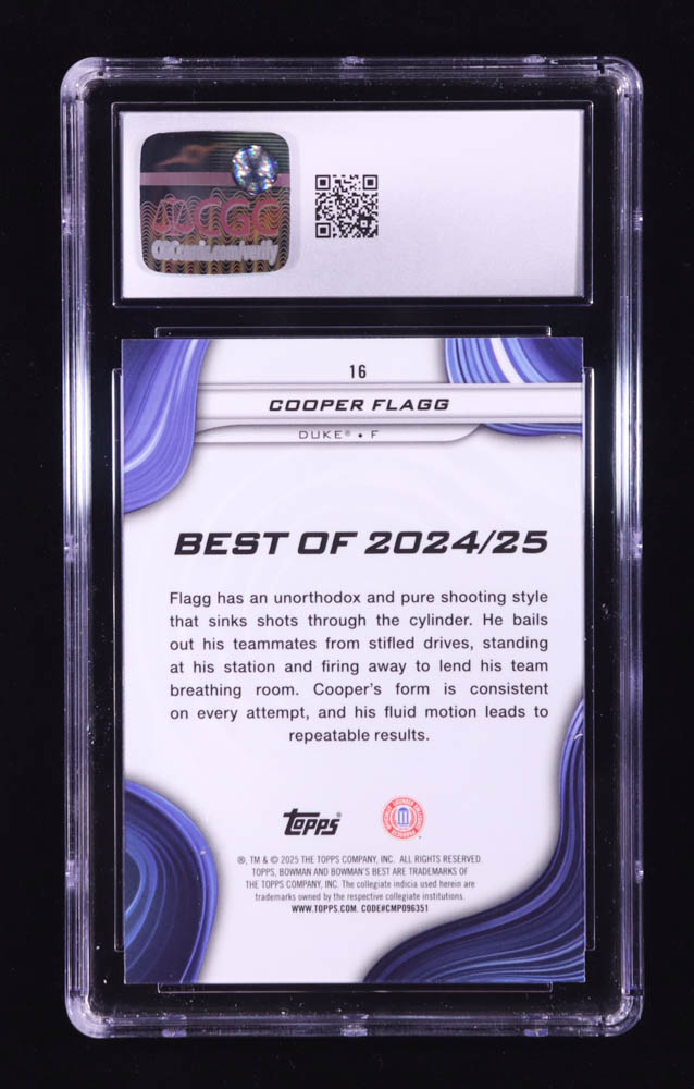 Cooper Flagg 2024-25 Bowman's Best University #16 RC (CGC 10) at PristineAuction.com Cooper Flagg 2024-25 Bowman's Best University #16 RC (CGC 10) at PristineAuction.com