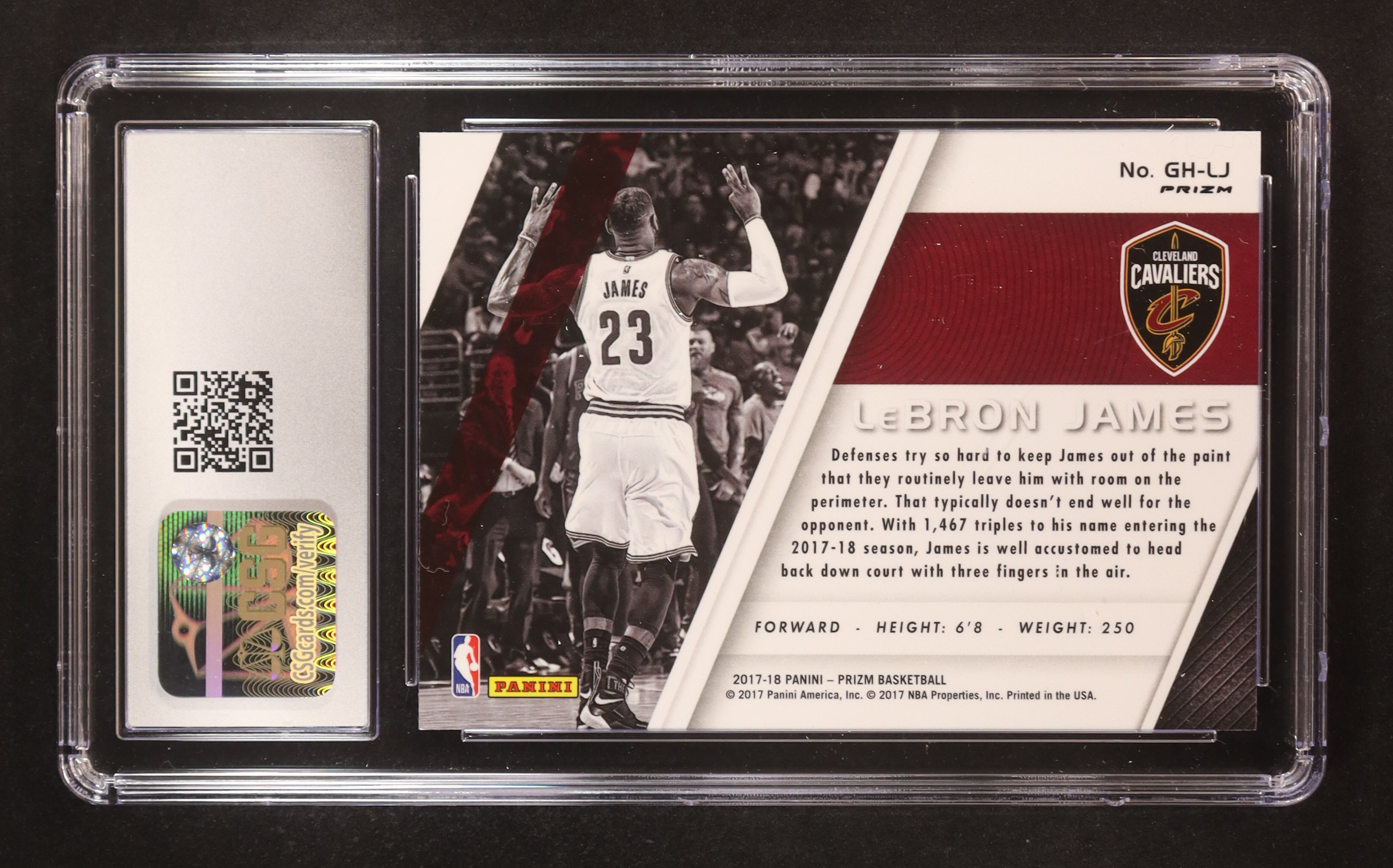 LeBron James 2017-18 Panini Prizm Get Hyped! Prizms Silver #8 (CSG 10) at PristineAuction.com LeBron James 2017-18 Panini Prizm Get Hyped! Prizms Silver #8 (CSG 10) at PristineAuction.com