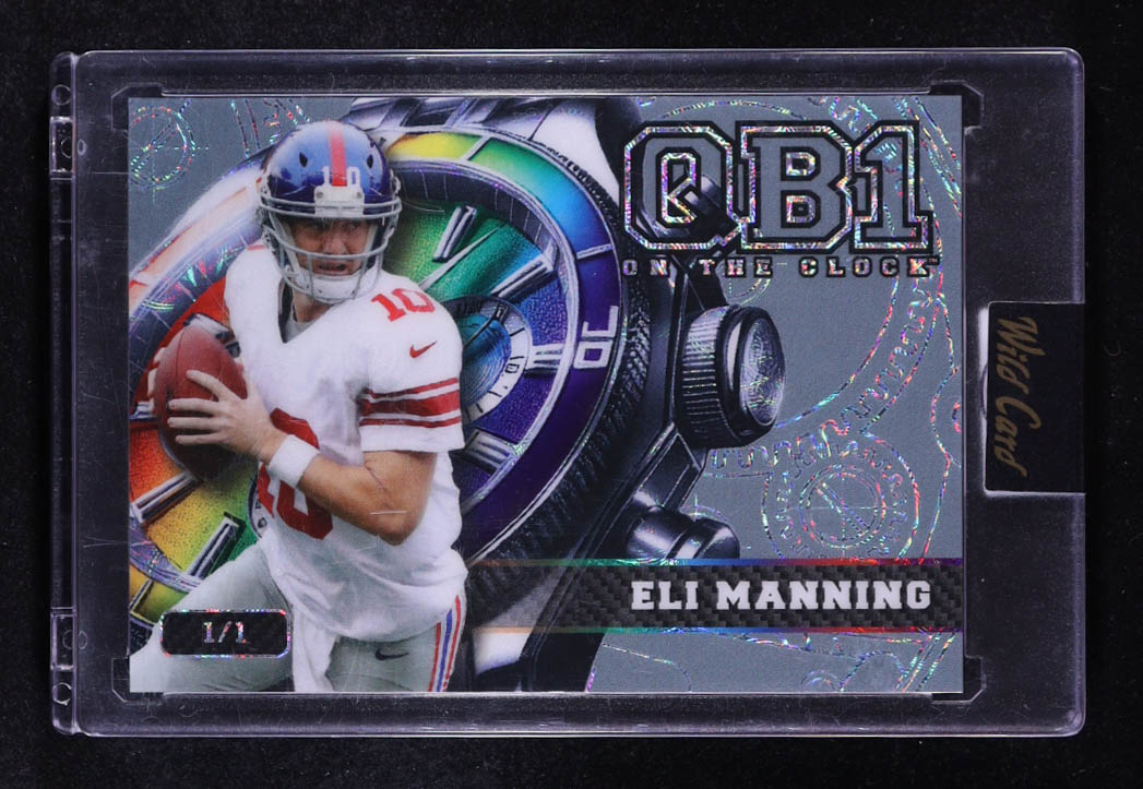 Eli Manning 2024 Wild Card QB1 On The Clock Platinum Rainbow Kaleidoscope #OCW-PT-EM2 #1/1 at PristineAuction.com Eli Manning 2024 Wild Card QB1 On The Clock Platinum Rainbow Kaleidoscope #OCW-PT-EM2 #1/1 at PristineAuction.com