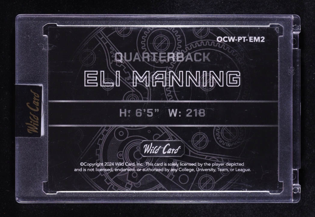Eli Manning 2024 Wild Card QB1 On The Clock Platinum Rainbow Kaleidoscope #OCW-PT-EM2 #1/1 at PristineAuction.com Eli Manning 2024 Wild Card QB1 On The Clock Platinum Rainbow Kaleidoscope #OCW-PT-EM2 #1/1 at PristineAuction.com