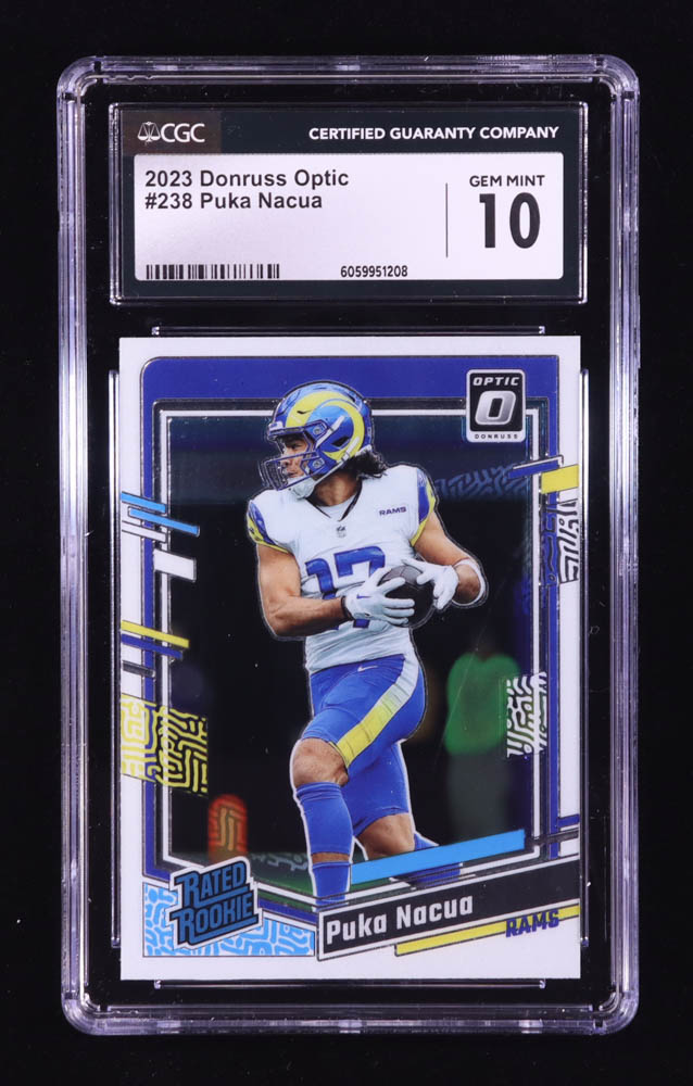 Puka Nacua 2023 Donruss Optic #238 RR RC (CGC 10) at PristineAuction.com Puka Nacua 2023 Donruss Optic #238 RR RC (CGC 10) at PristineAuction.com