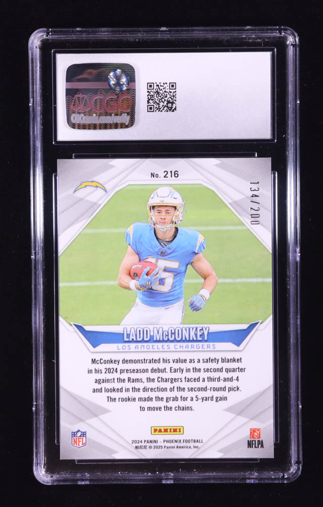 Ladd McConkey 2024 Panini Phoenix Hyper #216 RC (CGC 10) at PristineAuction.com Ladd McConkey 2024 Panini Phoenix Hyper #216 RC (CGC 10) at PristineAuction.com