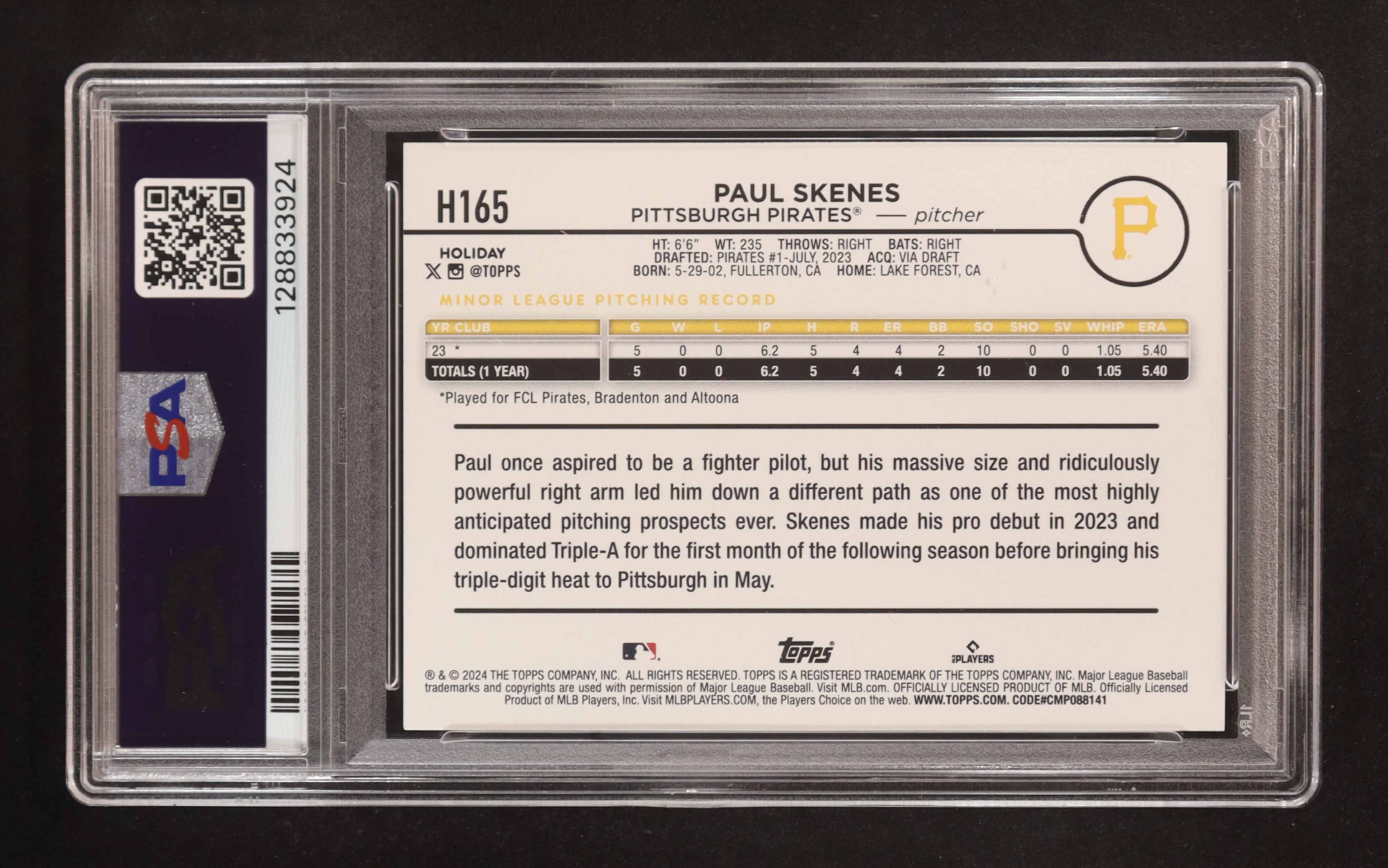 Paul Skenes 2024 Topps Holiday #H165 RC (PSA 10) at PristineAuction.com Paul Skenes 2024 Topps Holiday #H165 RC (PSA 10) at PristineAuction.com