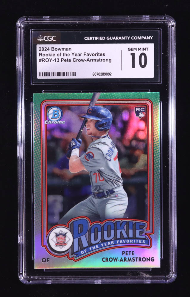 Pete Crow-Armstrong 2024 Bowman Chrome Rookie of the Year Favorites #ROY13 RC (CGC 10) at PristineAuction.com Pete Crow-Armstrong 2024 Bowman Chrome Rookie of the Year Favorites #ROY13 RC (CGC 10) at PristineAuction.com