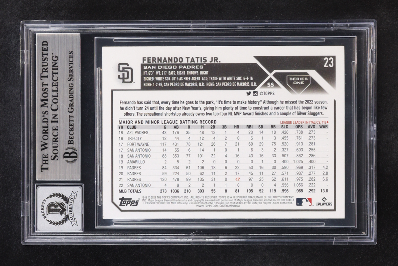 Fernando Tatis Jr. Signed 2023 Topps #23 (BGS | Auto 10) at PristineAuction.com Fernando Tatis Jr. Signed 2023 Topps #23 (BGS | Auto 10) at PristineAuction.com