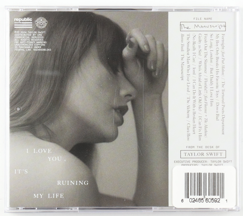 Taylor Swift Signed "The Tortured Poets Department" CD Album (JSA) at PristineAuction.com Taylor Swift Signed "The Tortured Poets Department" CD Album (JSA) at PristineAuction.com