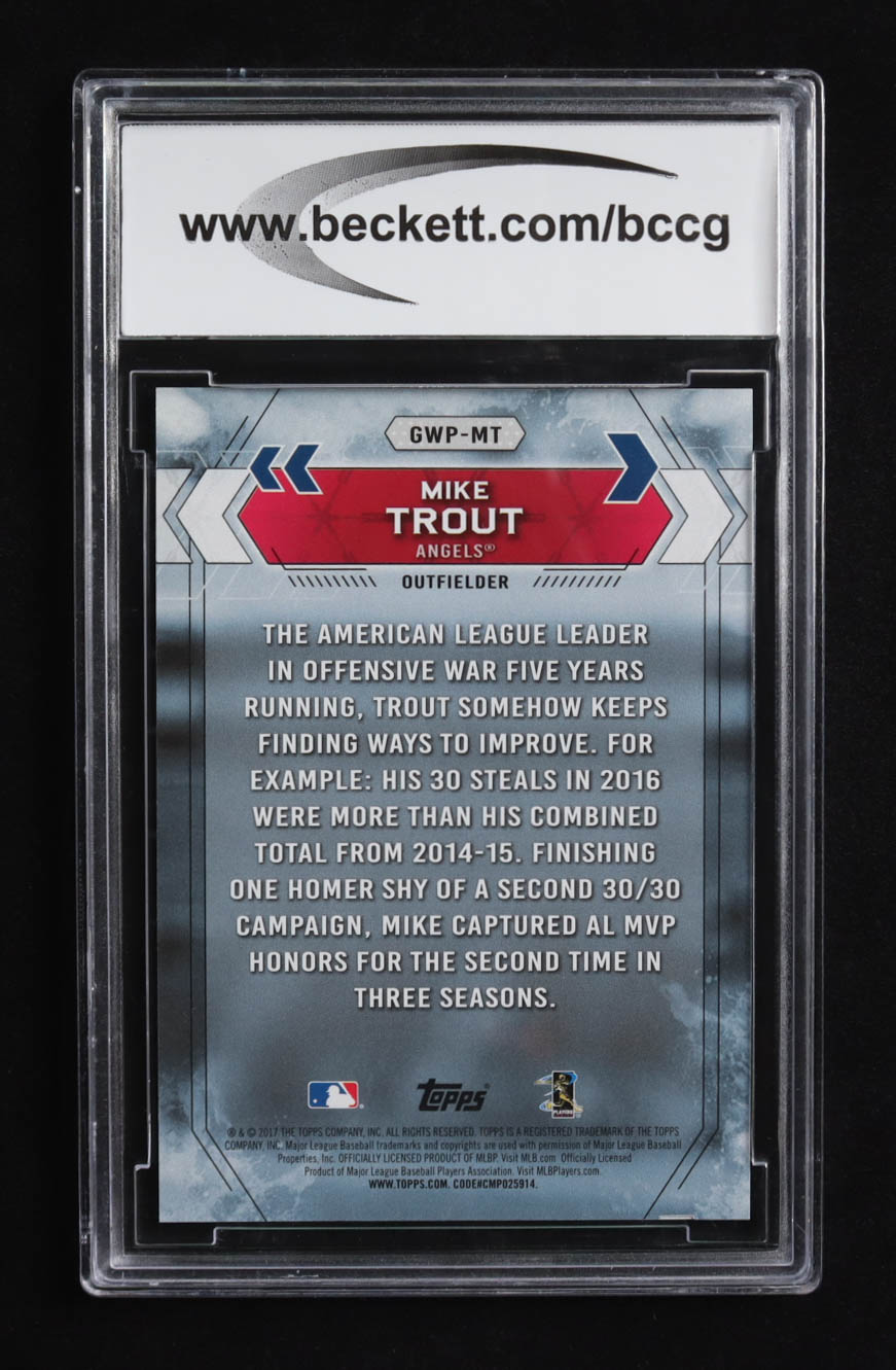 Mike Trout 2017 Topps National Baseball Card Day Gift With Purchase #GWP-MT (BCCG 10) at PristineAuction.com Mike Trout 2017 Topps National Baseball Card Day Gift With Purchase #GWP-MT (BCCG 10) at PristineAuction.com