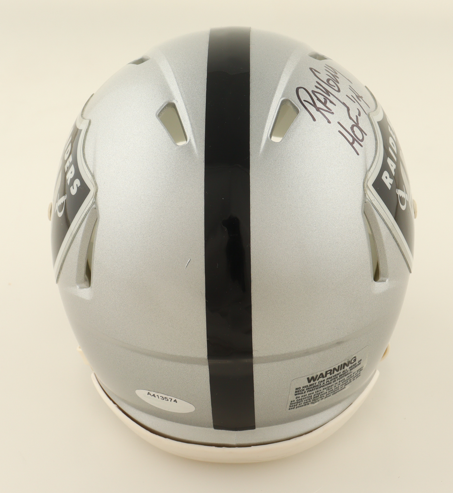 Ray Guy Signed Raiders Speed Mini Helmet Inscribed "HOF '14" (Schwartz) at PristineAuction.com Ray Guy Signed Raiders Speed Mini Helmet Inscribed "HOF '14" (Schwartz) at PristineAuction.com
