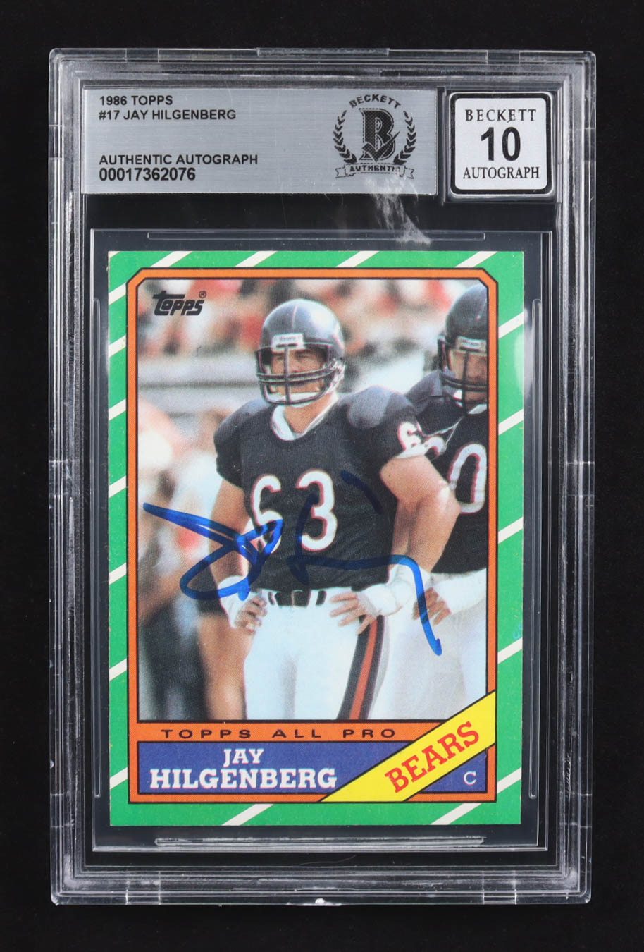 Jay Hilgenberg Signed 1986 Topps #17 (BGS | BGS Autograph Graded 10) at PristineAuction.com Jay Hilgenberg Signed 1986 Topps #17 (BGS | BGS Autograph Graded 10) at PristineAuction.com