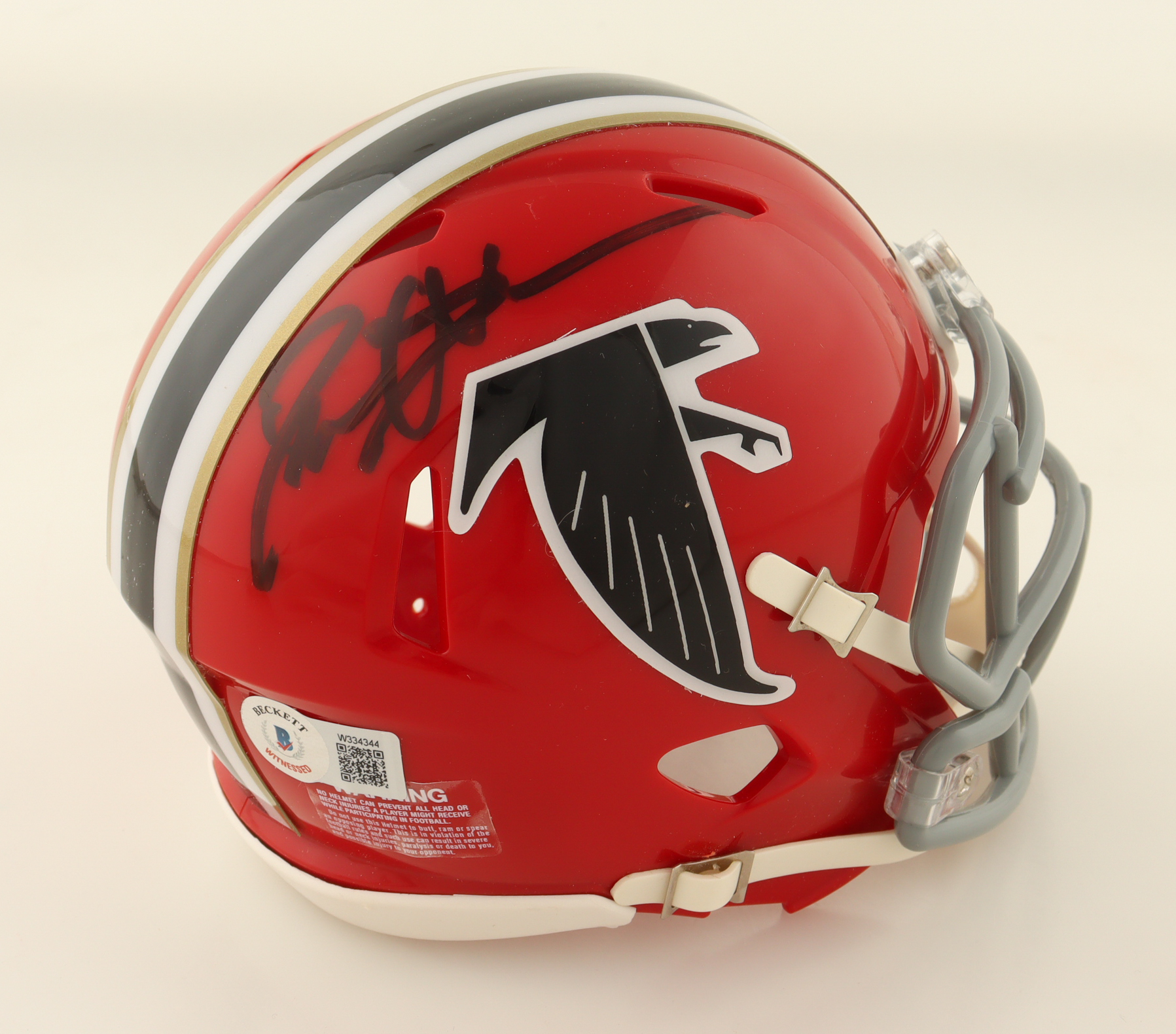 Deion Sanders Signed Falcons Throwback Alternate Speed Mini Helmet (Beckett) at PristineAuction.com Deion Sanders Signed Falcons Throwback Alternate Speed Mini Helmet (Beckett) at PristineAuction.com