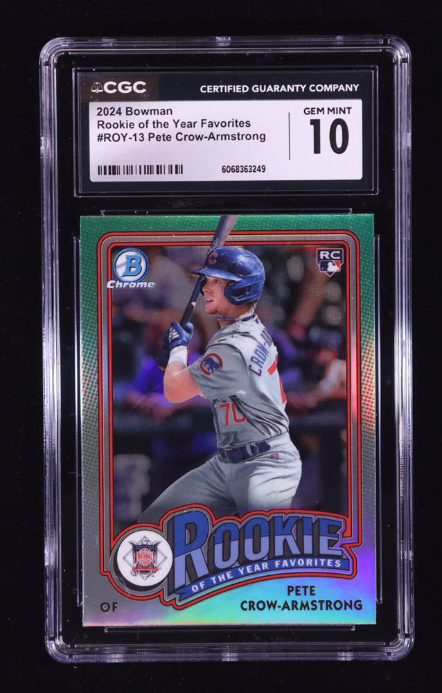 Pete Crow-Armstrong 2024 Bowman Chrome Rookie of the Year Favorites #ROY13 RC (CGC 10) at PristineAuction.com Pete Crow-Armstrong 2024 Bowman Chrome Rookie of the Year Favorites #ROY13 RC (CGC 10) at PristineAuction.com
