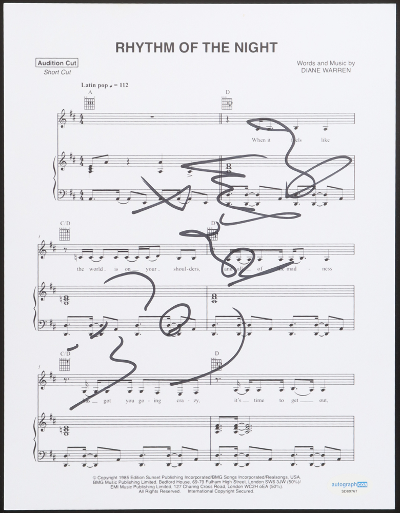 Diane Warren Signed "Rhythm of the Night" 8.5x11 Music Sheet (ACOA) at PristineAuction.com Diane Warren Signed "Rhythm of the Night" 8.5x11 Music Sheet (ACOA) at PristineAuction.com