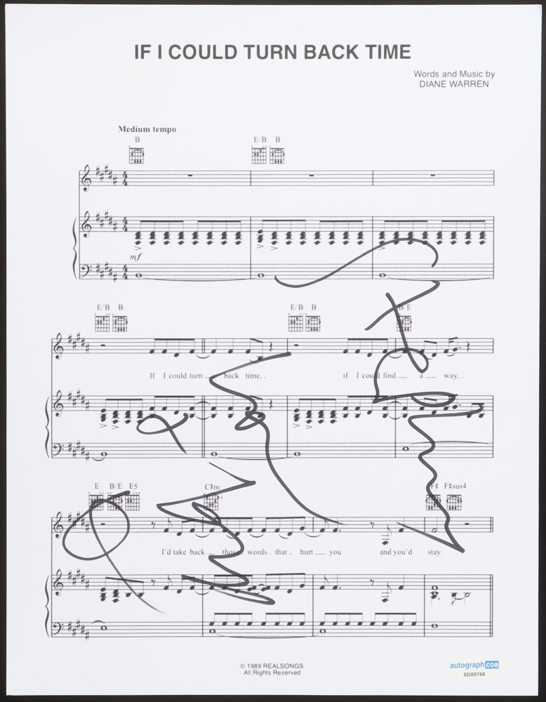 Diane Warren Signed "If I Could Turn Back Time" 8.5x11 Music Sheet (ACOA) at PristineAuction.com Diane Warren Signed "If I Could Turn Back Time" 8.5x11 Music Sheet (ACOA) at PristineAuction.com