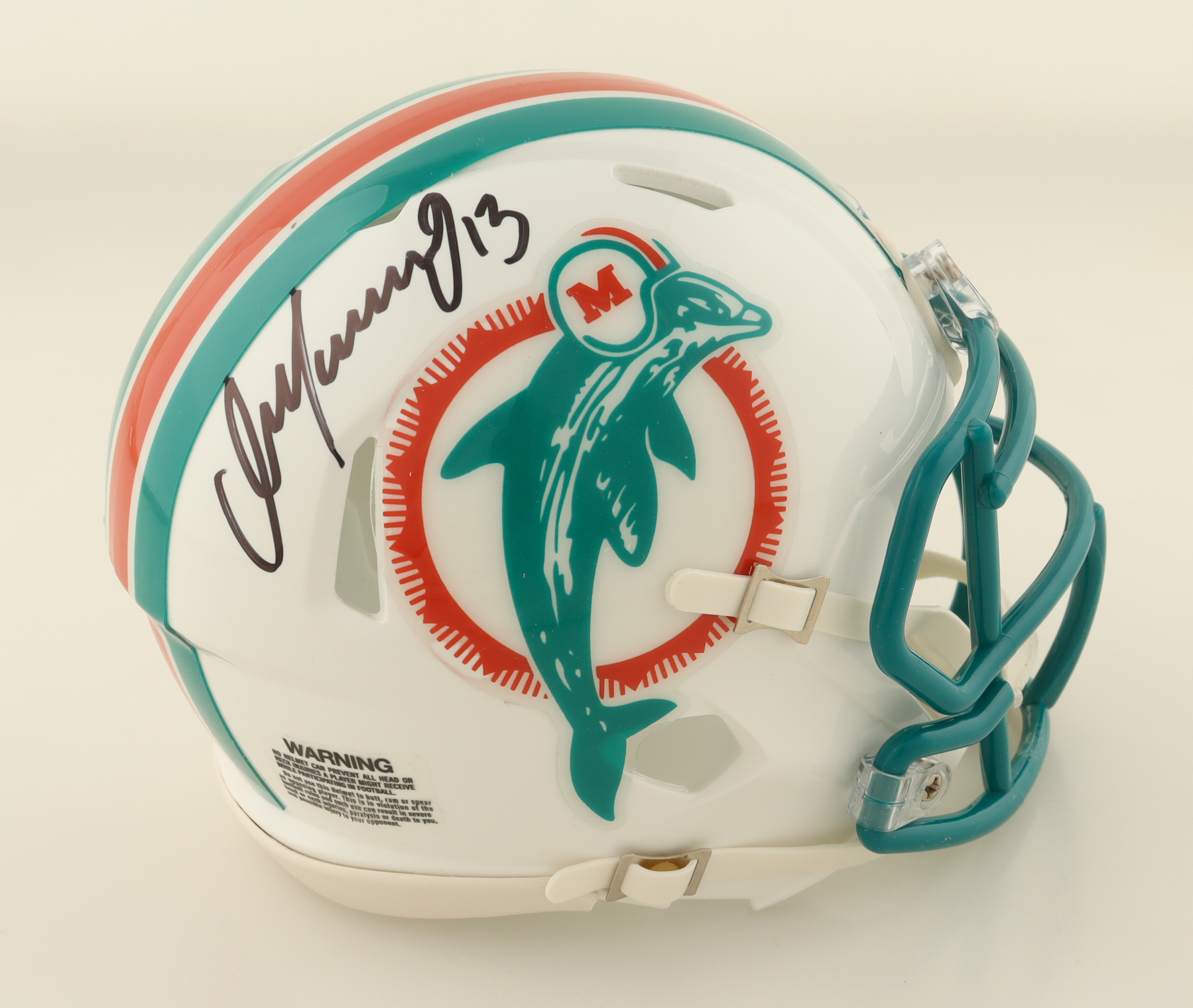 Dan Marino Signed Dolphins Throwback Alternate Speed Mini Helmet (Marino) at PristineAuction.com Dan Marino Signed Dolphins Throwback Alternate Speed Mini Helmet (Marino) at PristineAuction.com