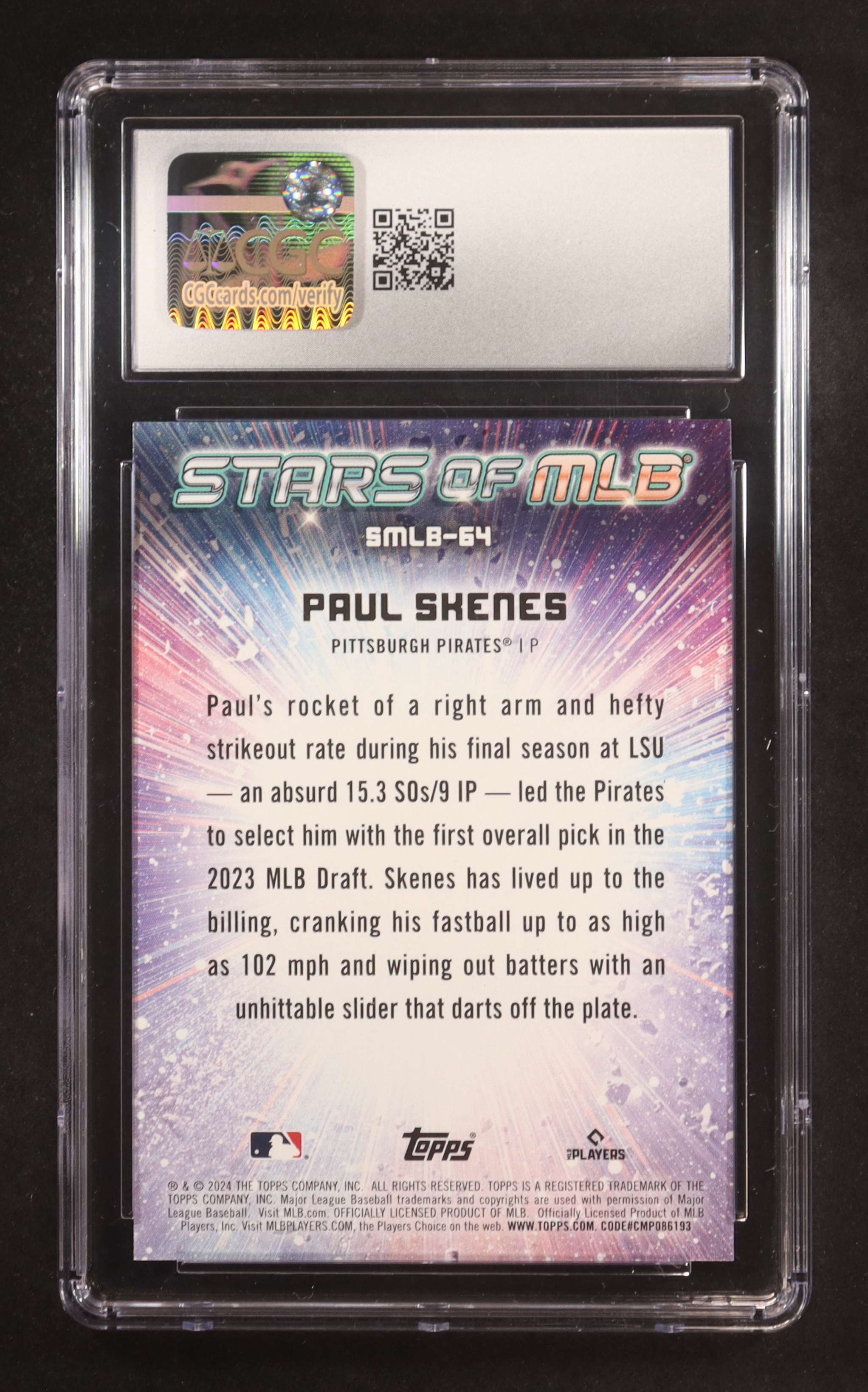 Paul Skenes 2024 Topps Stars of MLB #SMLB64 RC (CGC 10) at PristineAuction.com Paul Skenes 2024 Topps Stars of MLB #SMLB64 RC (CGC 10) at PristineAuction.com