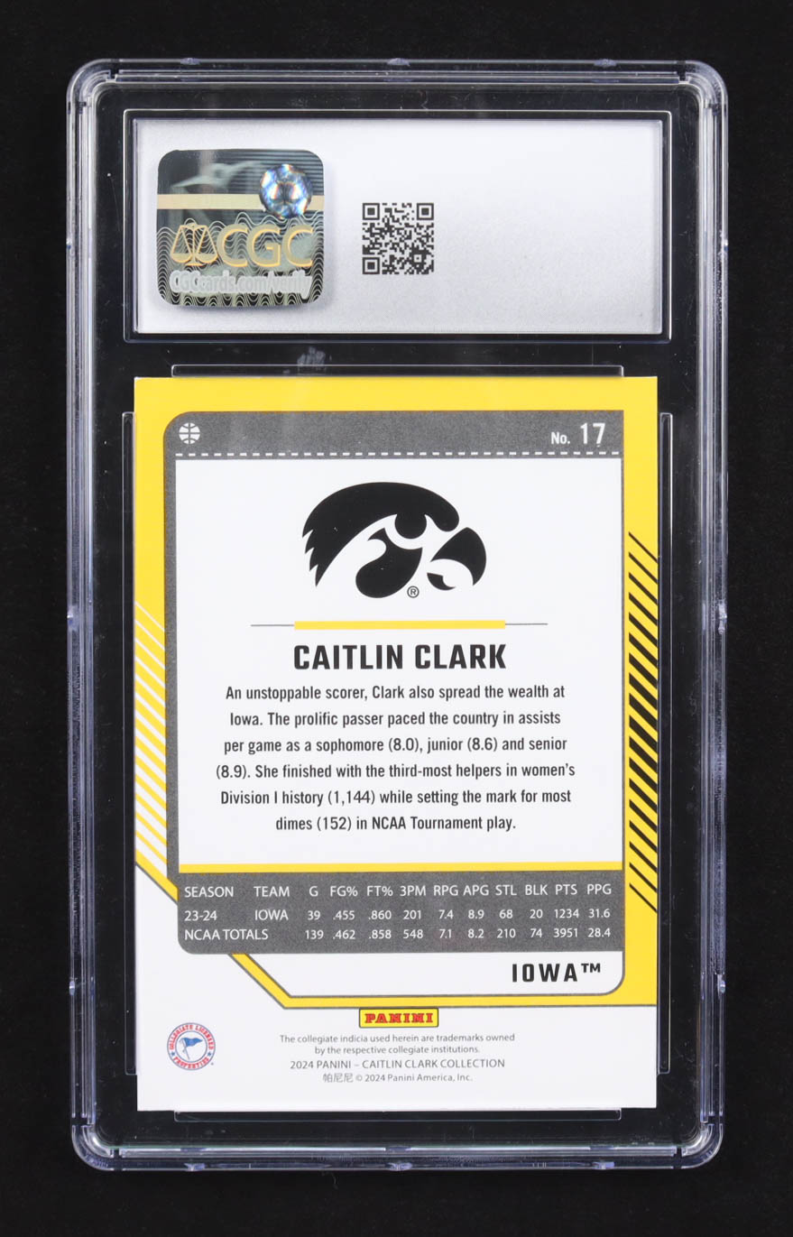 Caitlin Clark 2024 Panini Donruss Caitlin Clark Collection #17 RC (CGC 10) at PristineAuction.com Caitlin Clark 2024 Panini Donruss Caitlin Clark Collection #17 RC (CGC 10) at PristineAuction.com