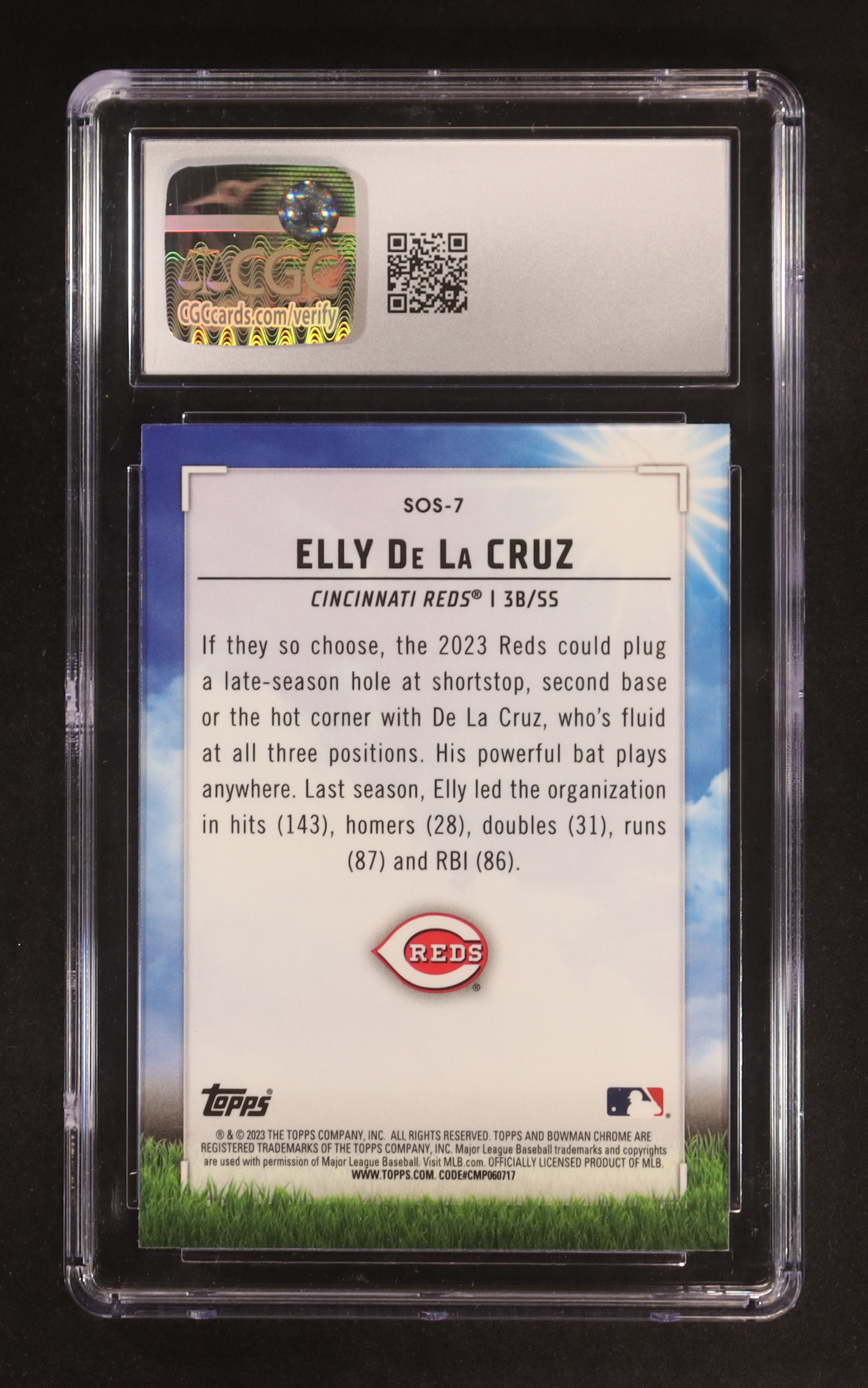 Elly De LA Cruz 2023 Bowman Chrome Sights on September #SOS7 RC (CGC 10) at PristineAuction.com Elly De LA Cruz 2023 Bowman Chrome Sights on September #SOS7 RC (CGC 10) at PristineAuction.com