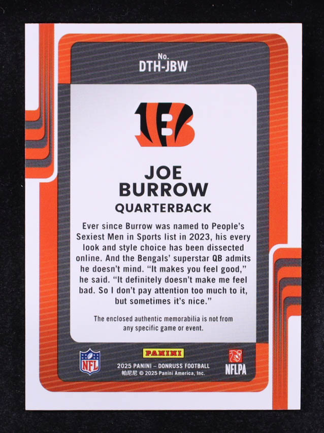 Joe Burrow 2025 Donruss Threads #10 at PristineAuction.com Joe Burrow 2025 Donruss Threads #10 at PristineAuction.com