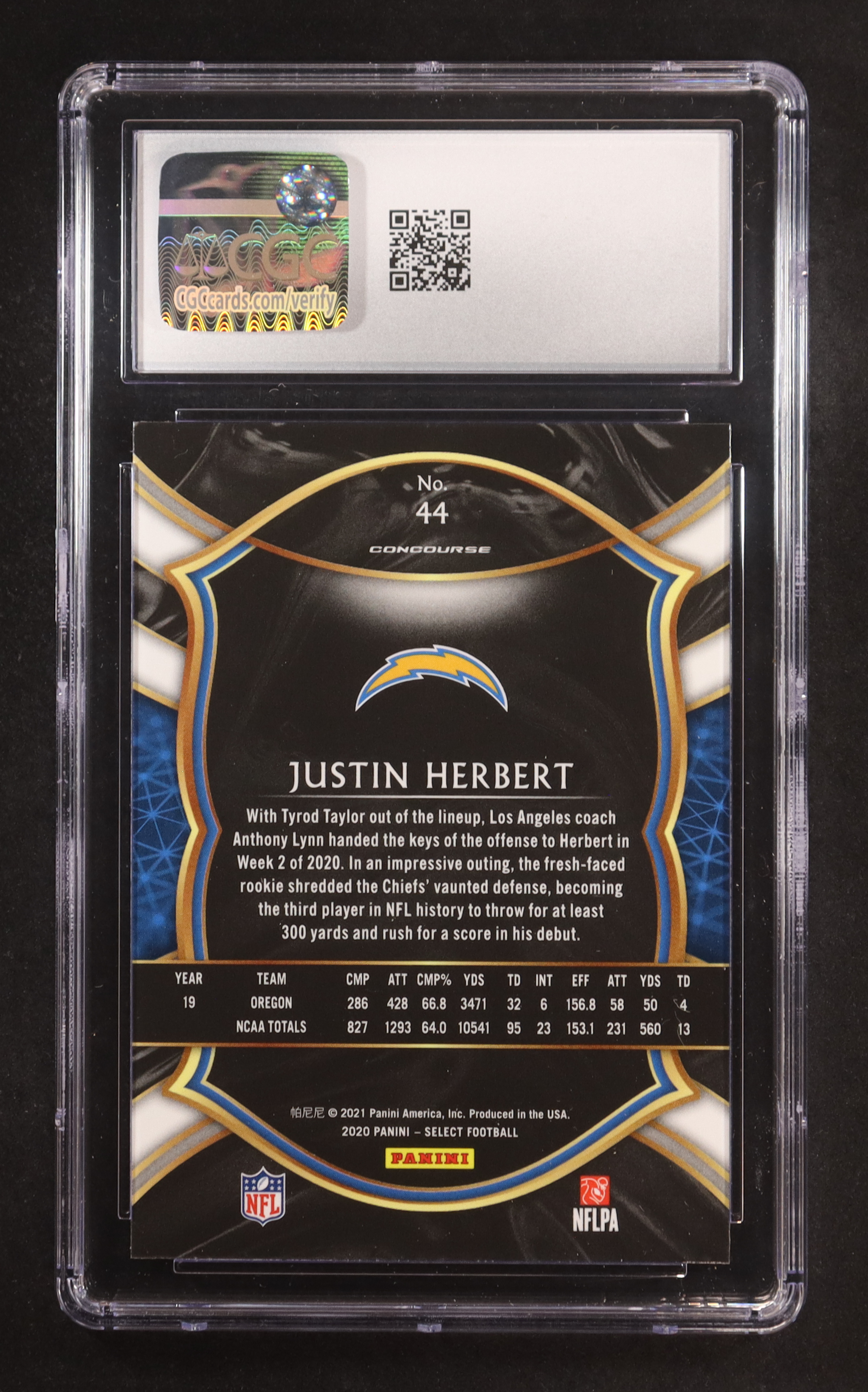 Justin Herbert 2020 Select #44 RC (CGC 10) at PristineAuction.com Justin Herbert 2020 Select #44 RC (CGC 10) at PristineAuction.com