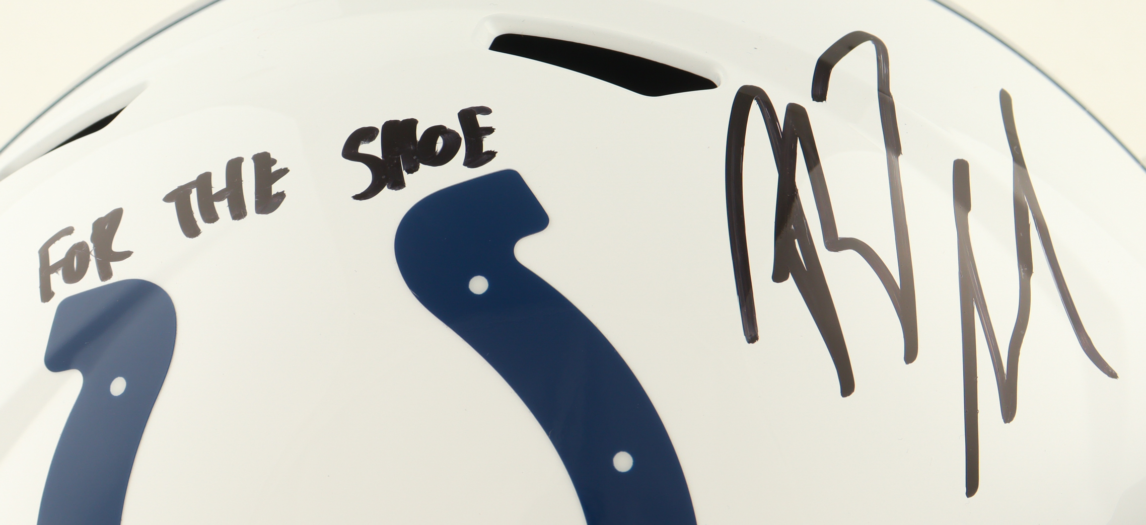 Riley Leonard Signed Colts Full-Size Speed Helmet Inscribed "For The Shoe" (JSA) at PristineAuction.com Riley Leonard Signed Colts Full-Size Speed Helmet Inscribed "For The Shoe" (JSA) at PristineAuction.com