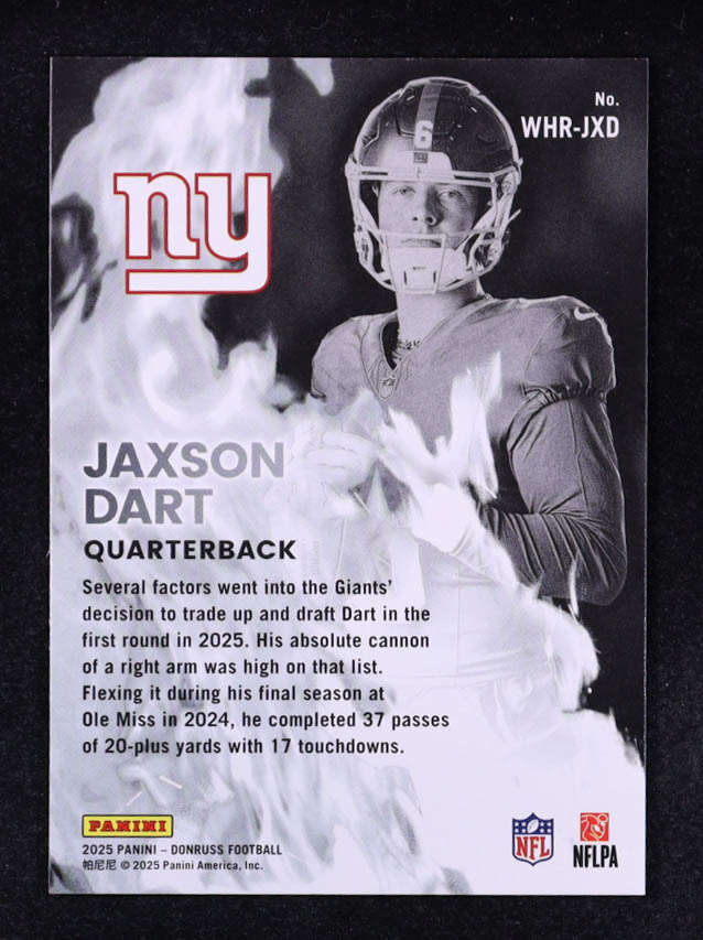 Jaxson Dart 2025 Donruss White Hot Rookies #10 RC at PristineAuction.com Jaxson Dart 2025 Donruss White Hot Rookies #10 RC at PristineAuction.com